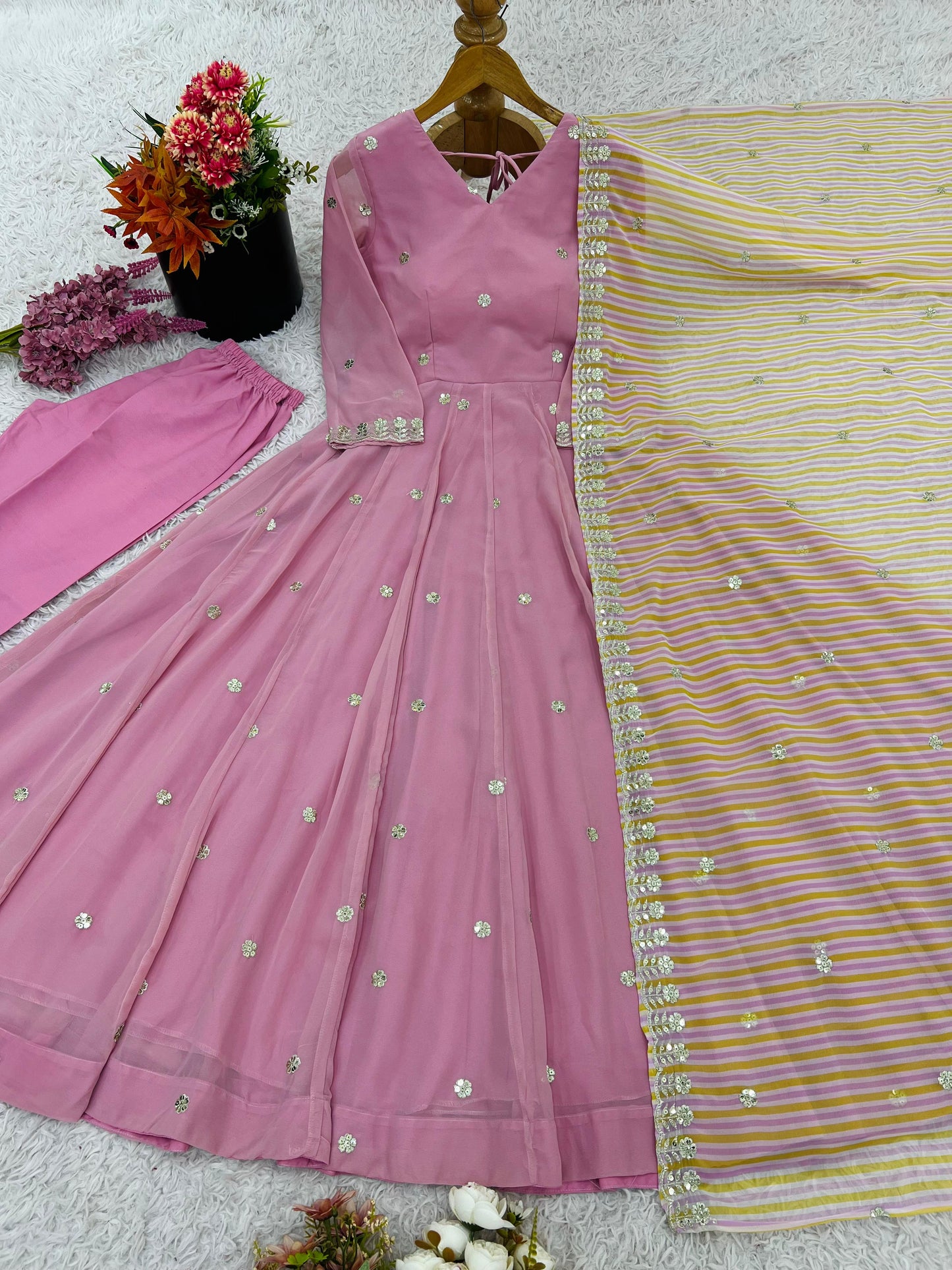 Graceful Georgette Gown Set.