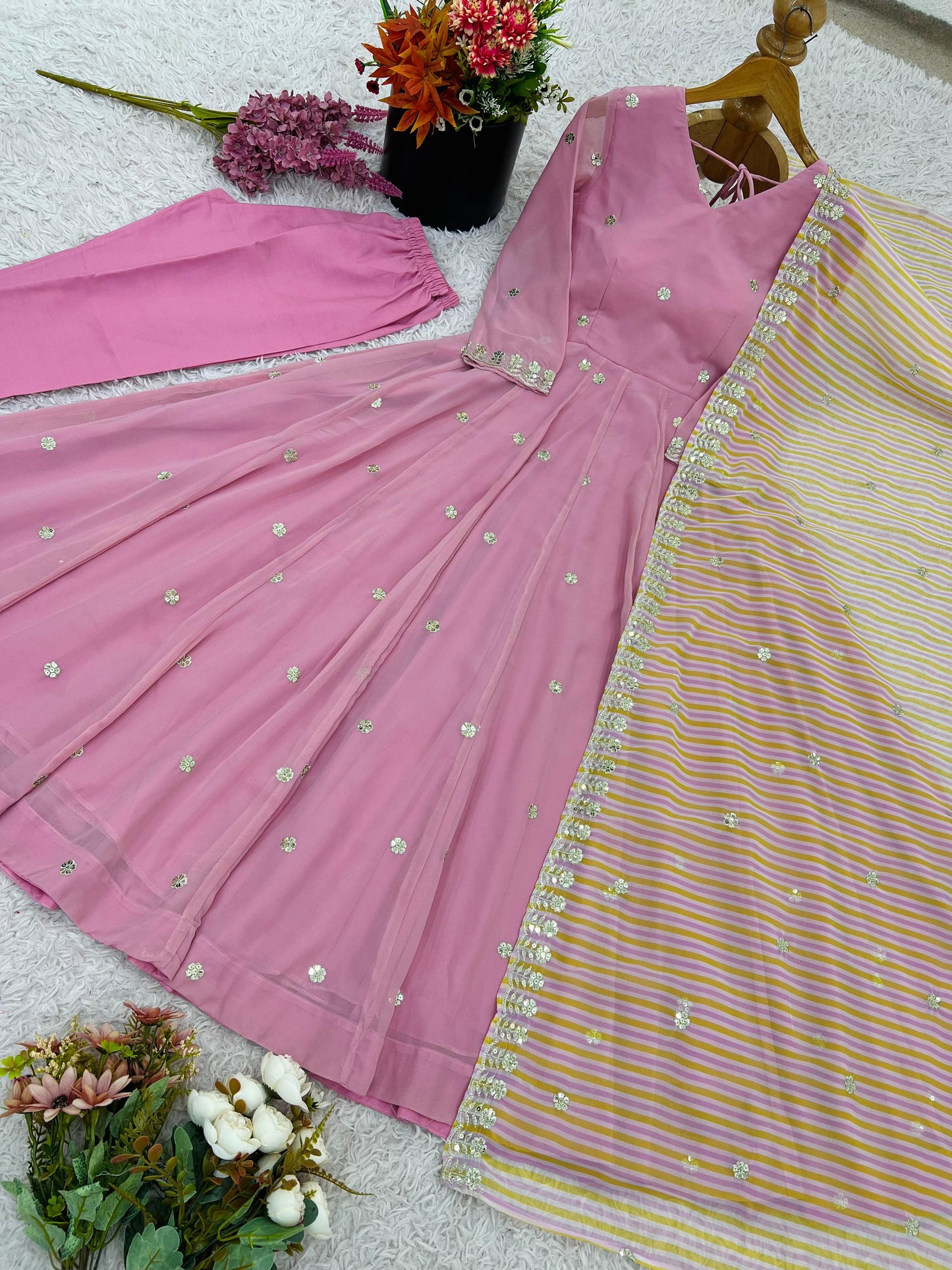 Graceful Georgette Gown Set.