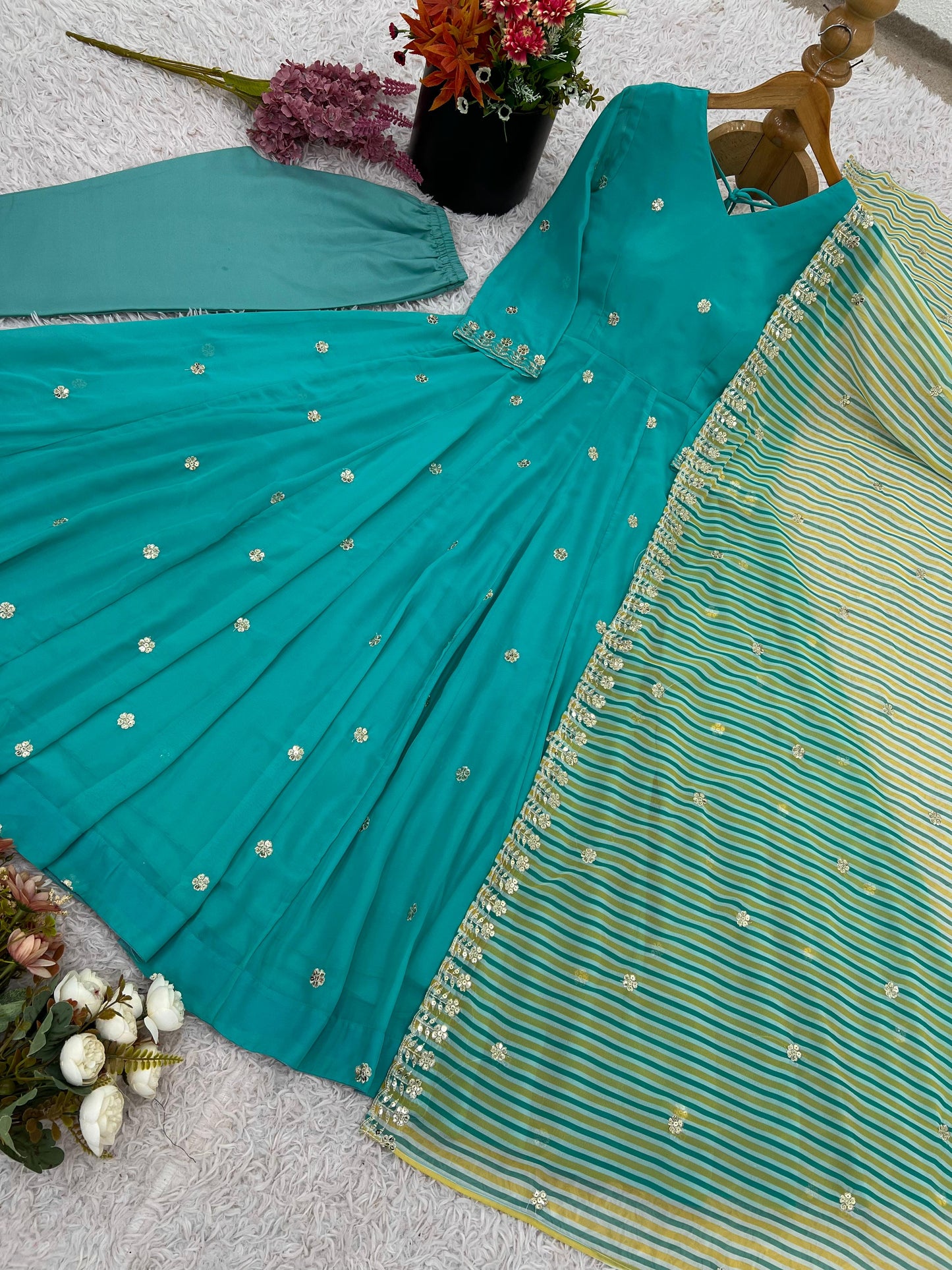 Graceful Georgette Gown Set.