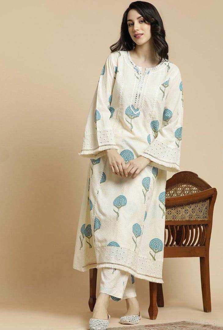 Premium Embroidered Kurta Palazzo Set.