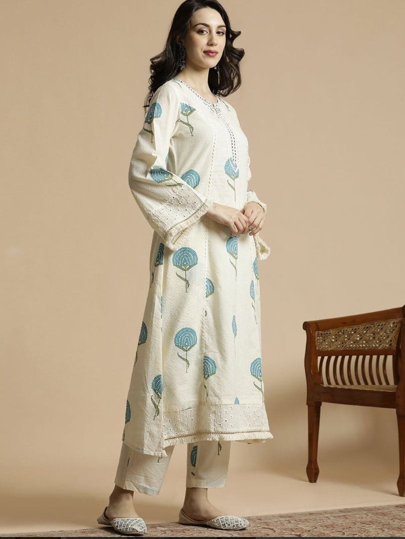 Premium Embroidered Kurta Palazzo Set.