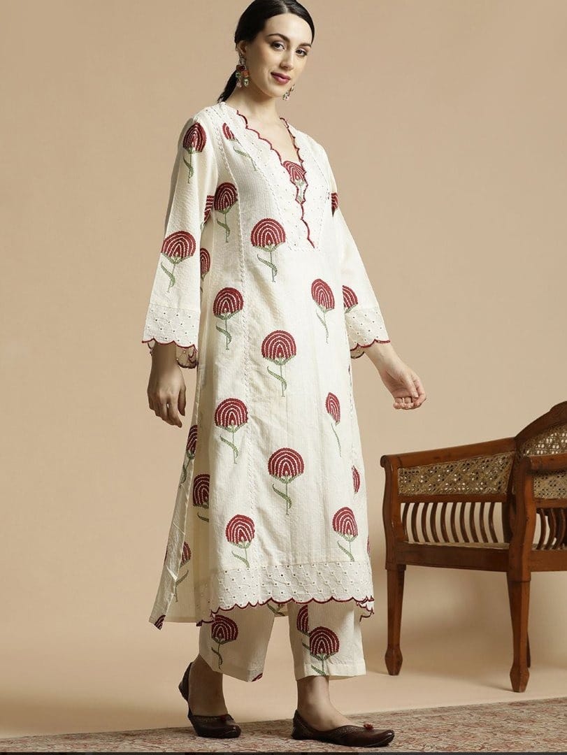 Premium Embroidered Kurta Palazzo Set.