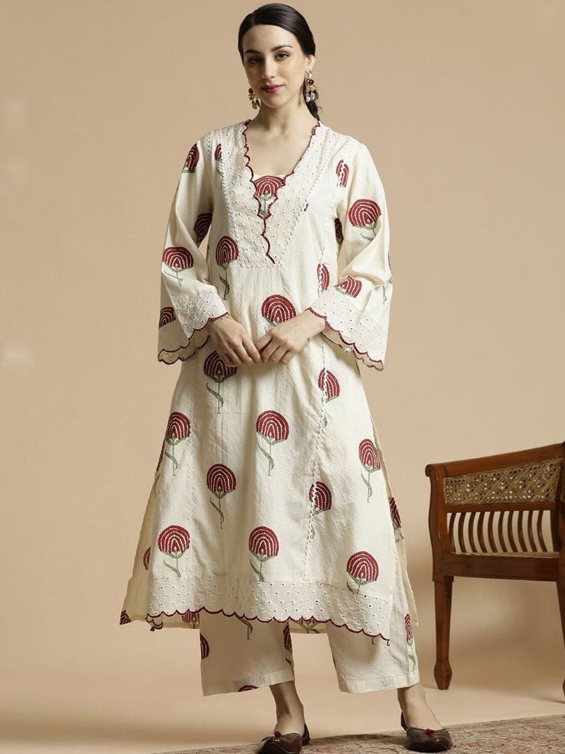 Premium Embroidered Kurta Palazzo Set.