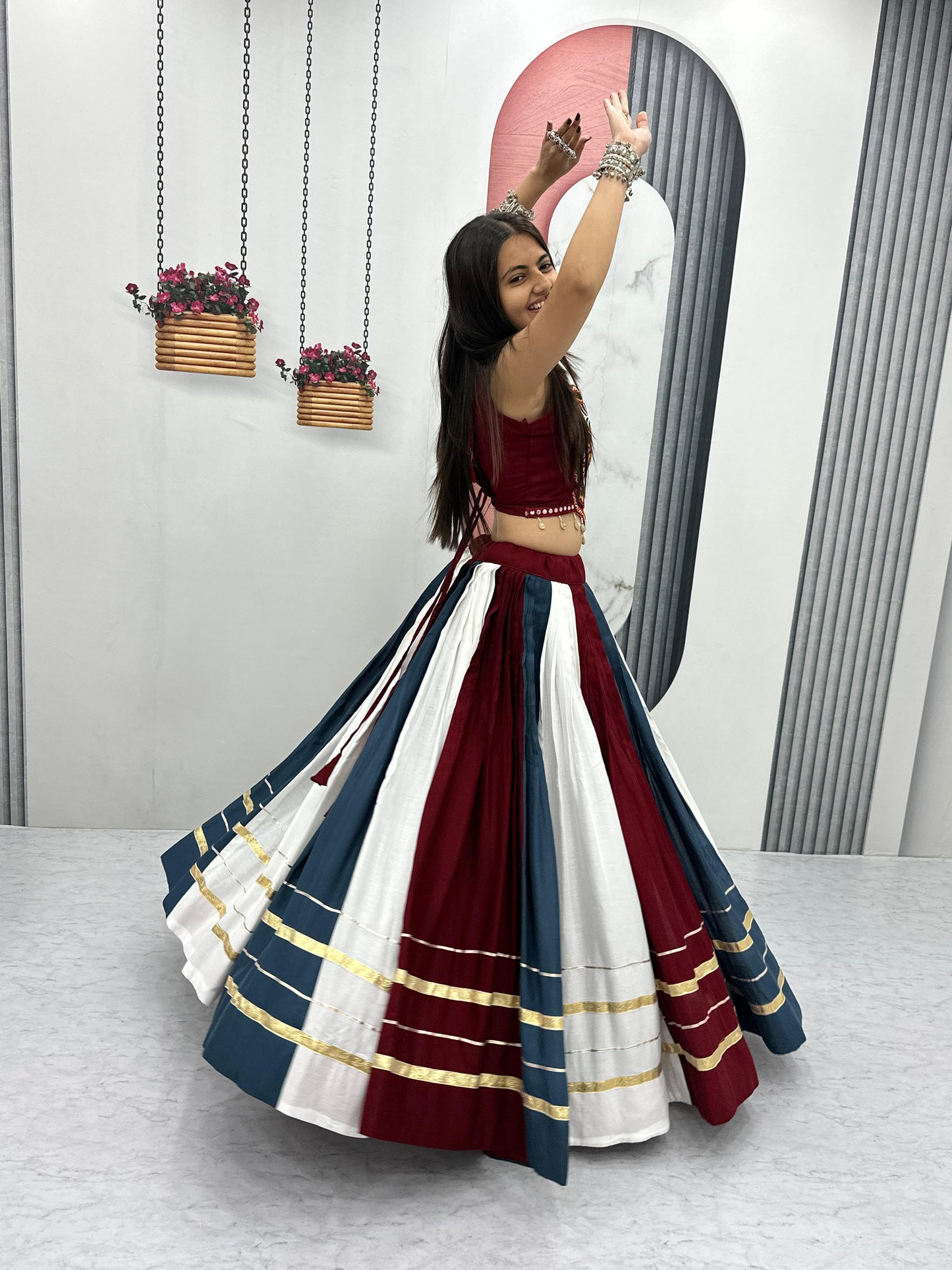 Navratri Special Pure Cotton Multi-Colour Lehenga Choli with Gamathi & Real Mirror Work