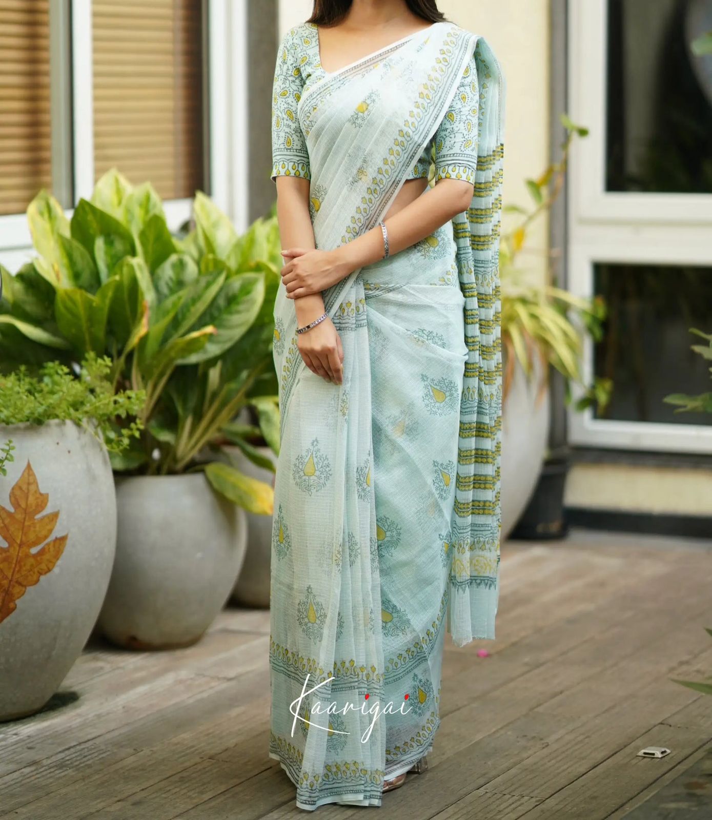 Elegant Kota Doriya Saree with Digital Print & Running Blouse.