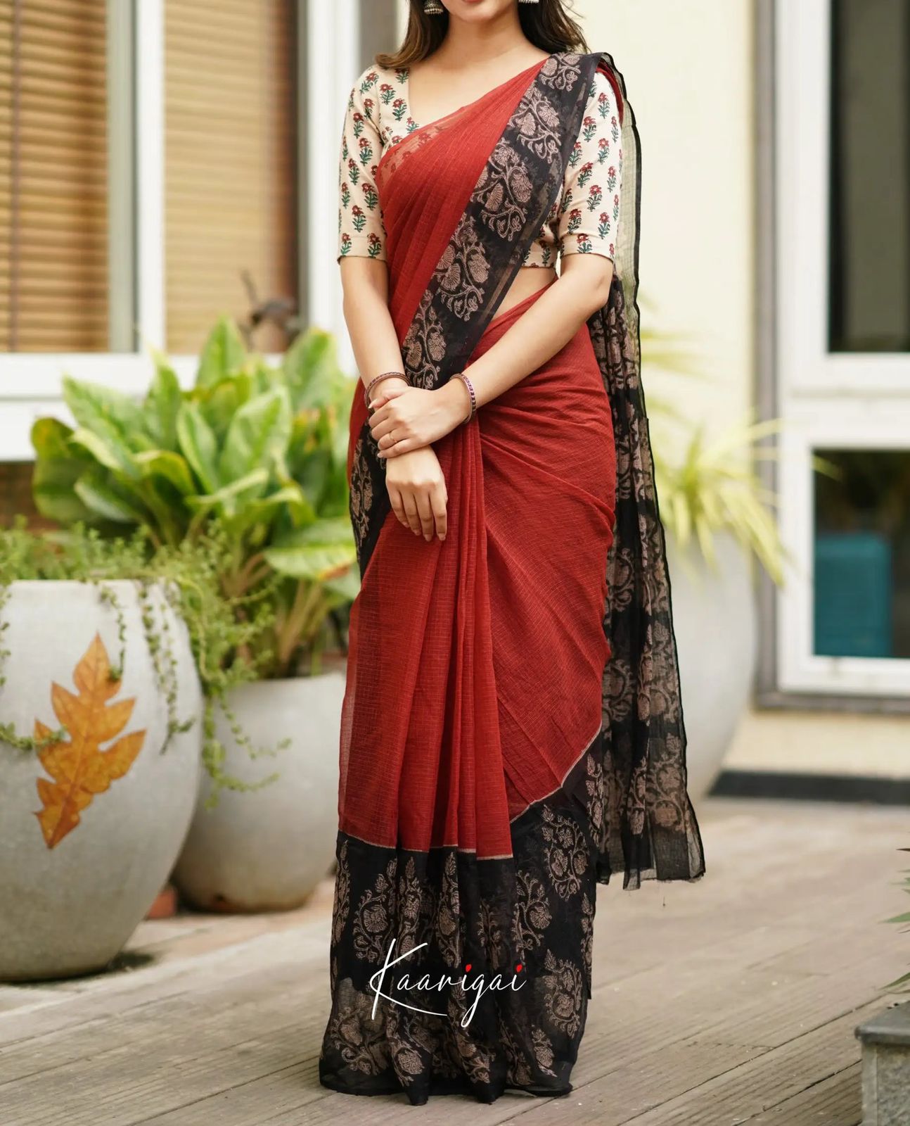 Elegant Kota Doriya Saree with Digital Print & Running Blouse.