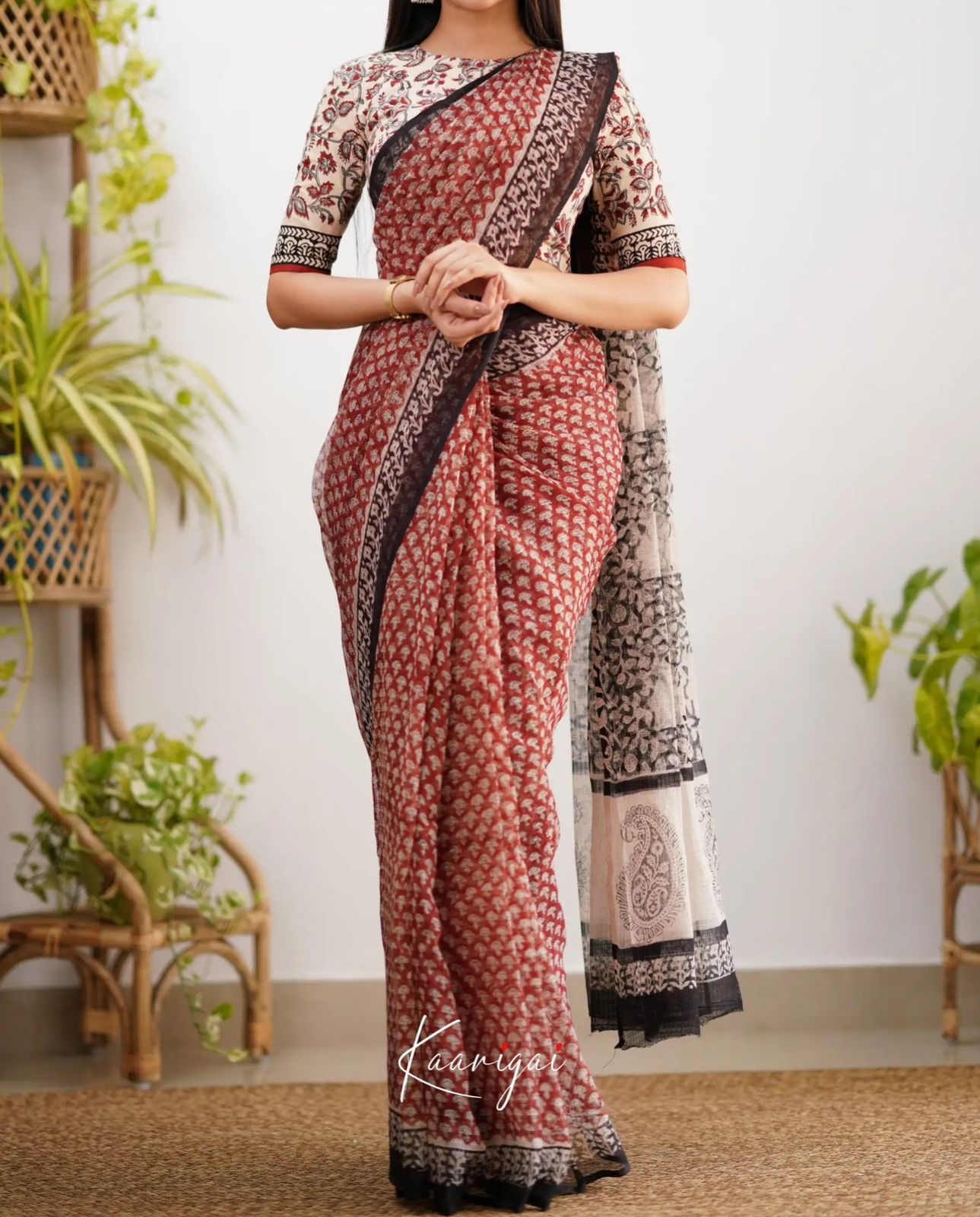 Elegant Kota Doriya Saree with Digital Print & Running Blouse.