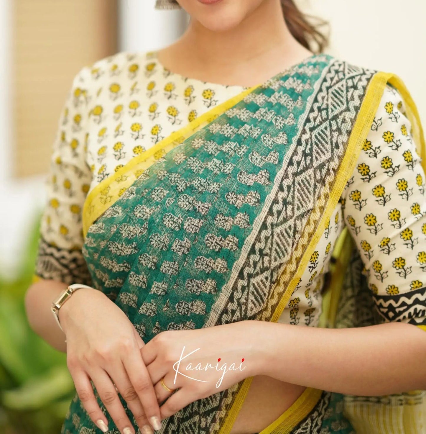 Elegant Kota Doriya Saree with Digital Print & Running Blouse.