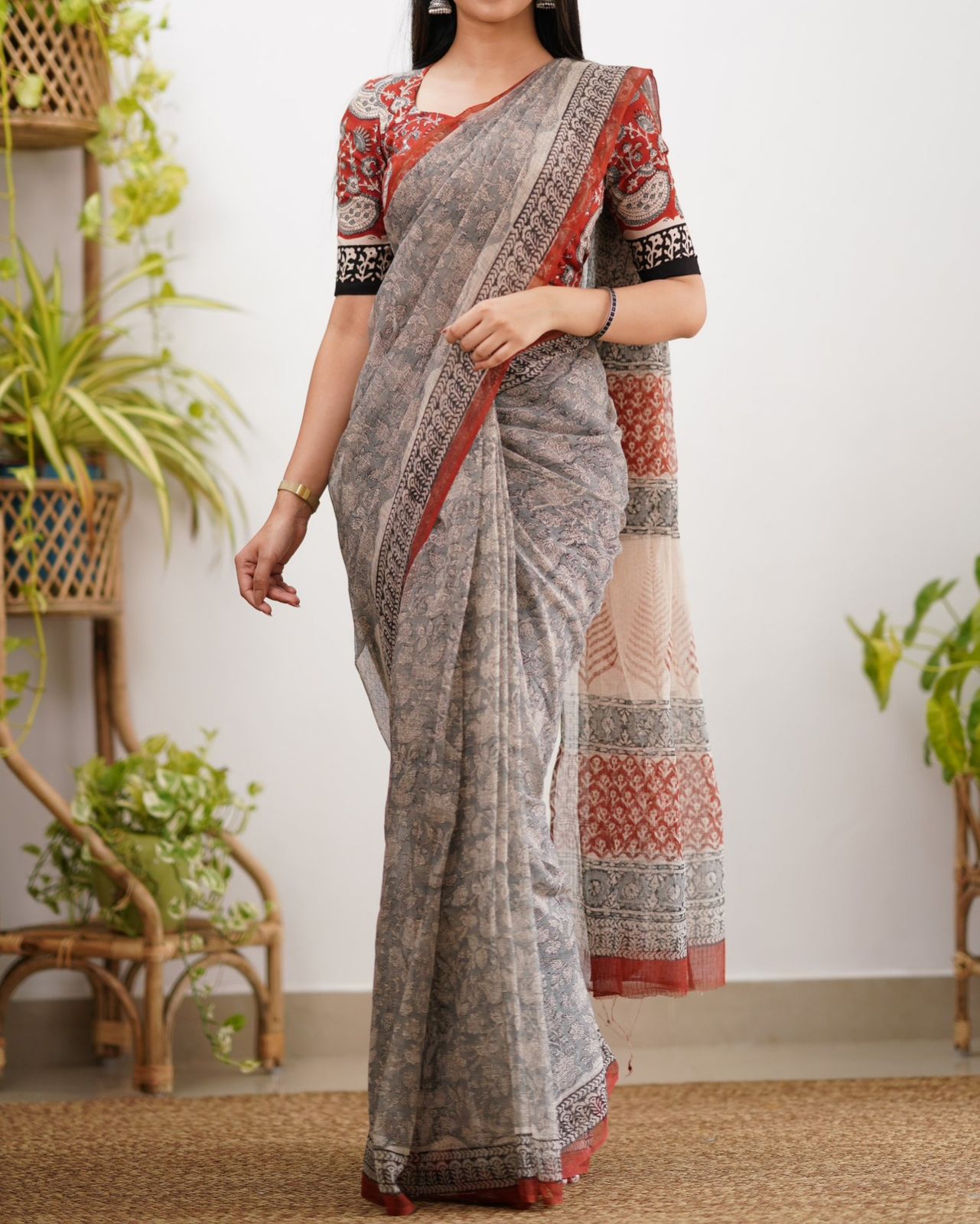 Elegant Kota Doriya Saree with Digital Print & Running Blouse.