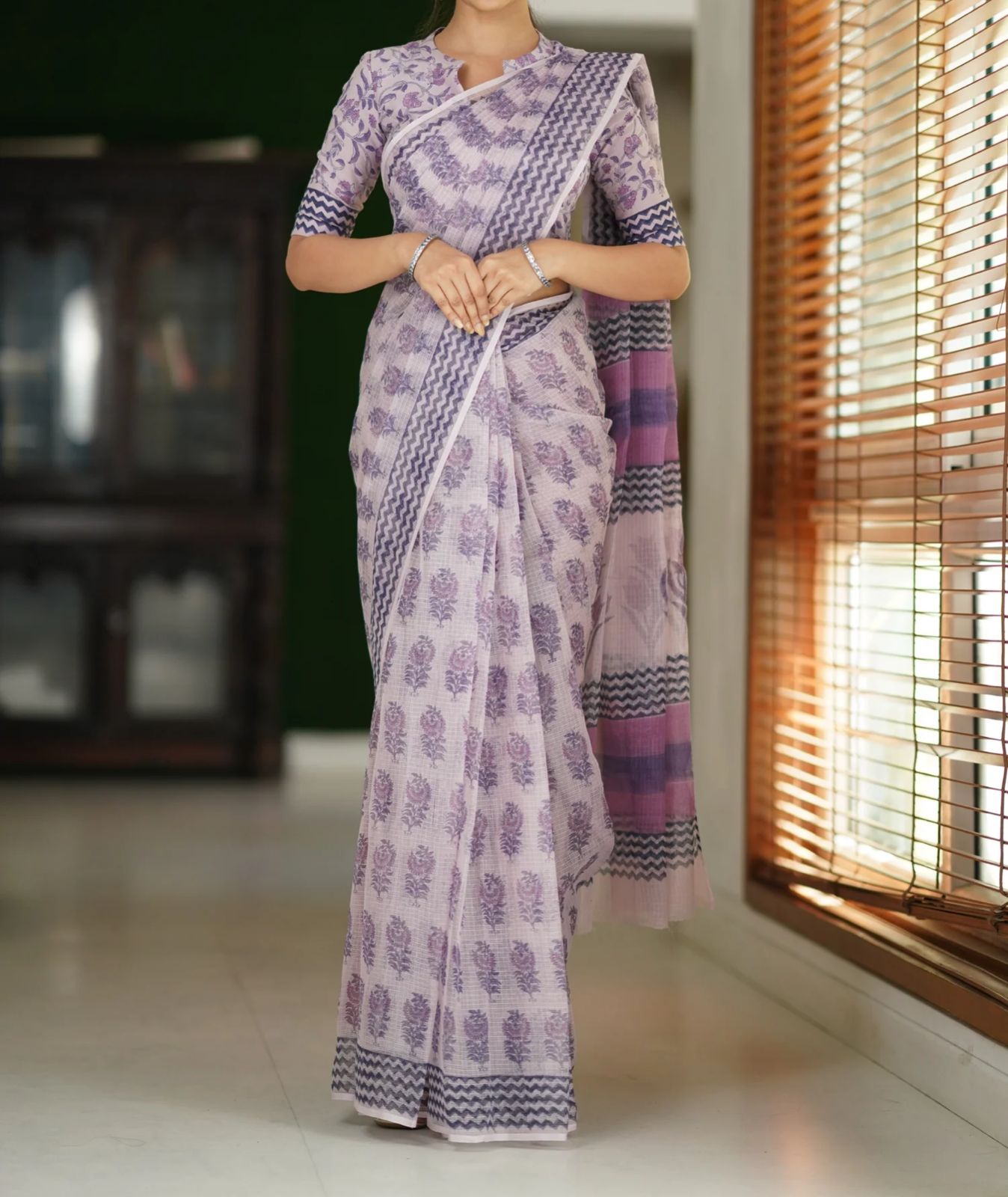 Elegant Kota Doriya Saree with Digital Print & Running Blouse.