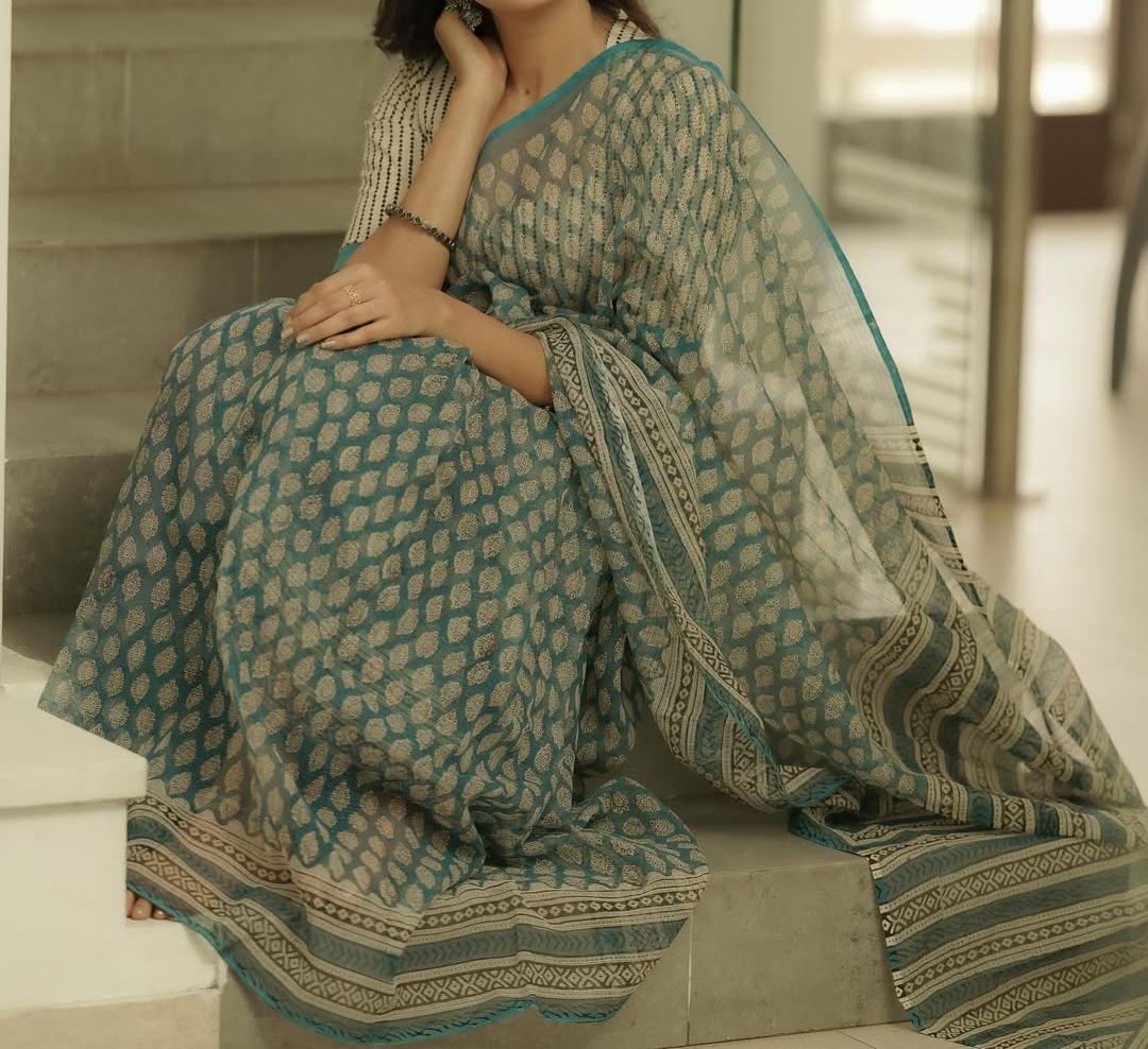 Elegant Kota Doriya Saree with Digital Print & Running Blouse.
