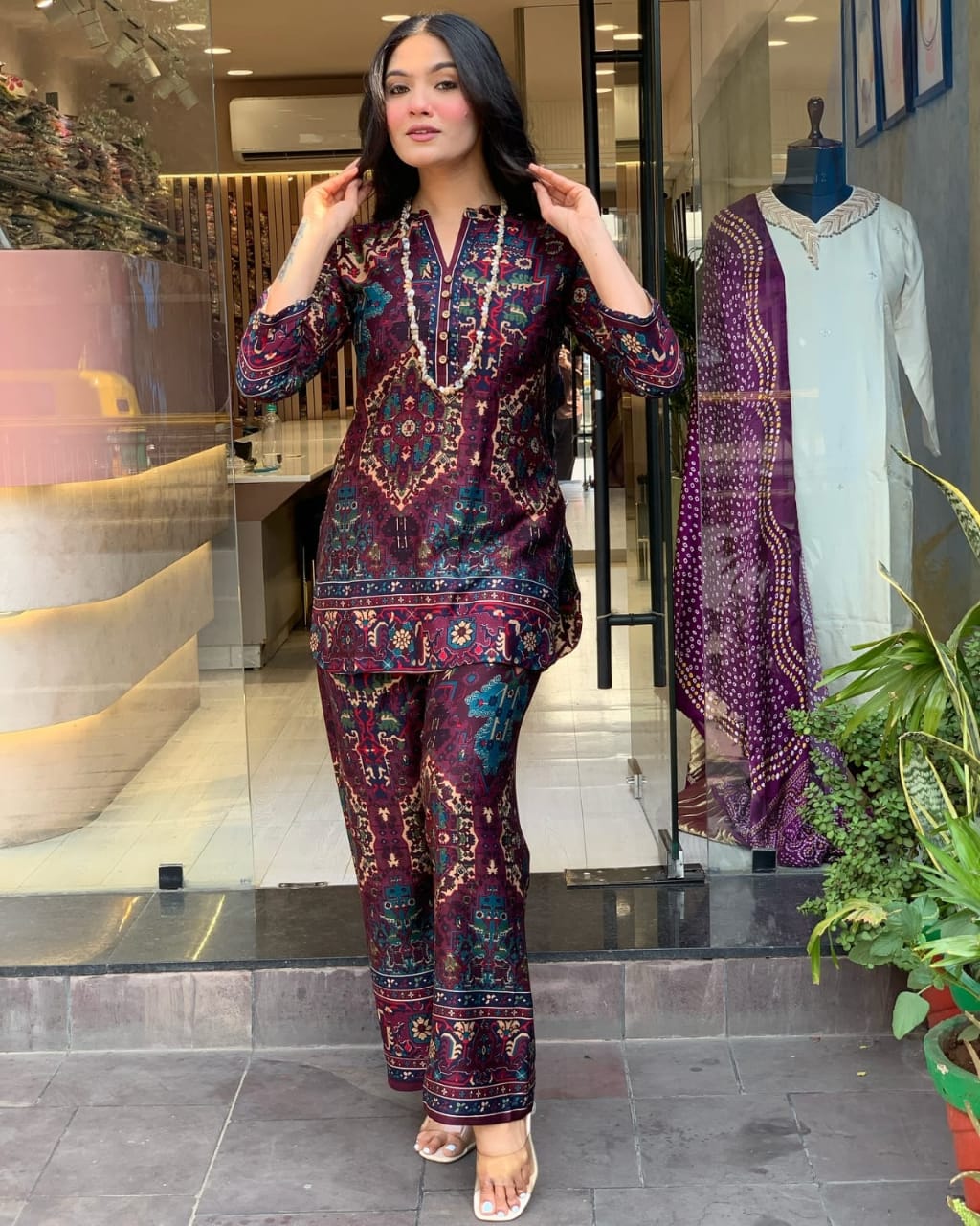 Premium Mul Cotton Co-ord Shirt Plazo Set.