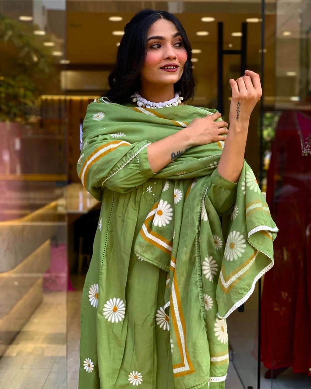 Grace in Green Kurti Set.