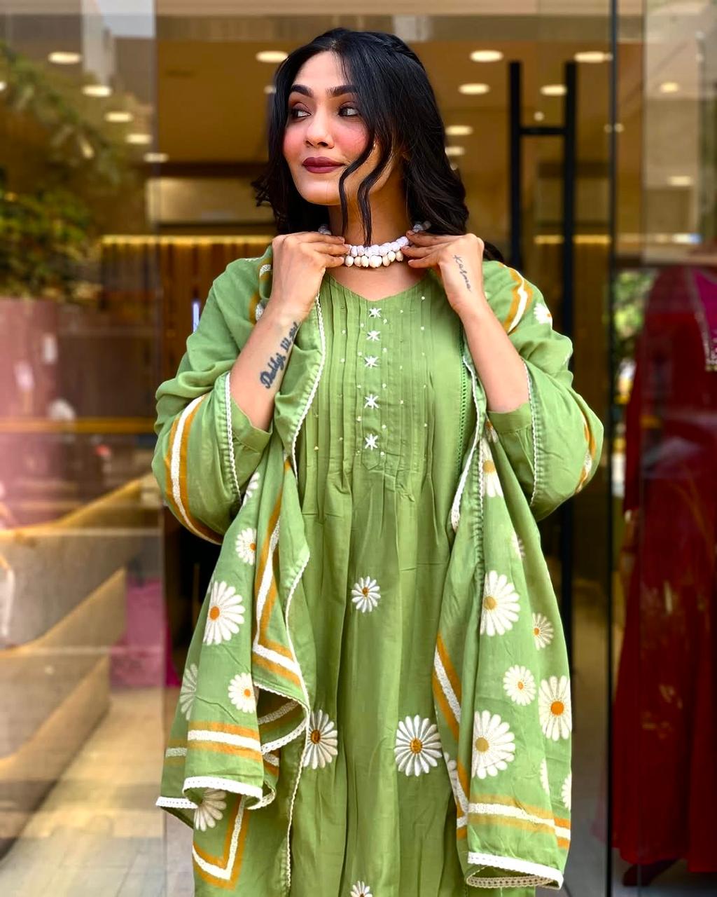 Grace in Green Kurti Set.