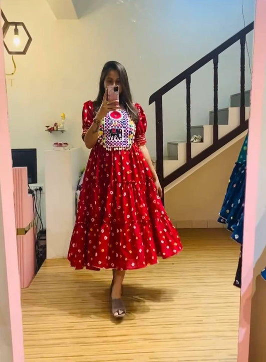 Gamathi Work Gown with Real Mirror Embellishments.