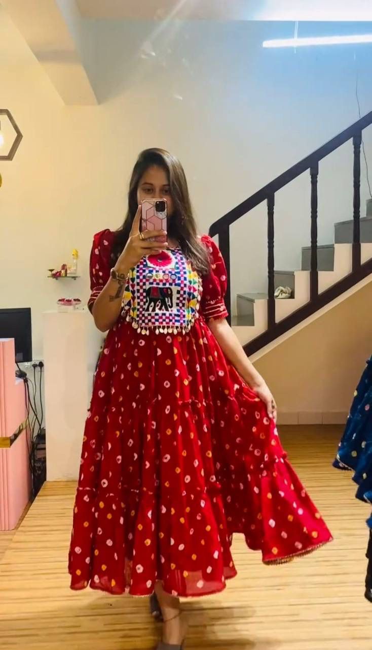 Gamathi Work Gown with Real Mirror Embellishments.