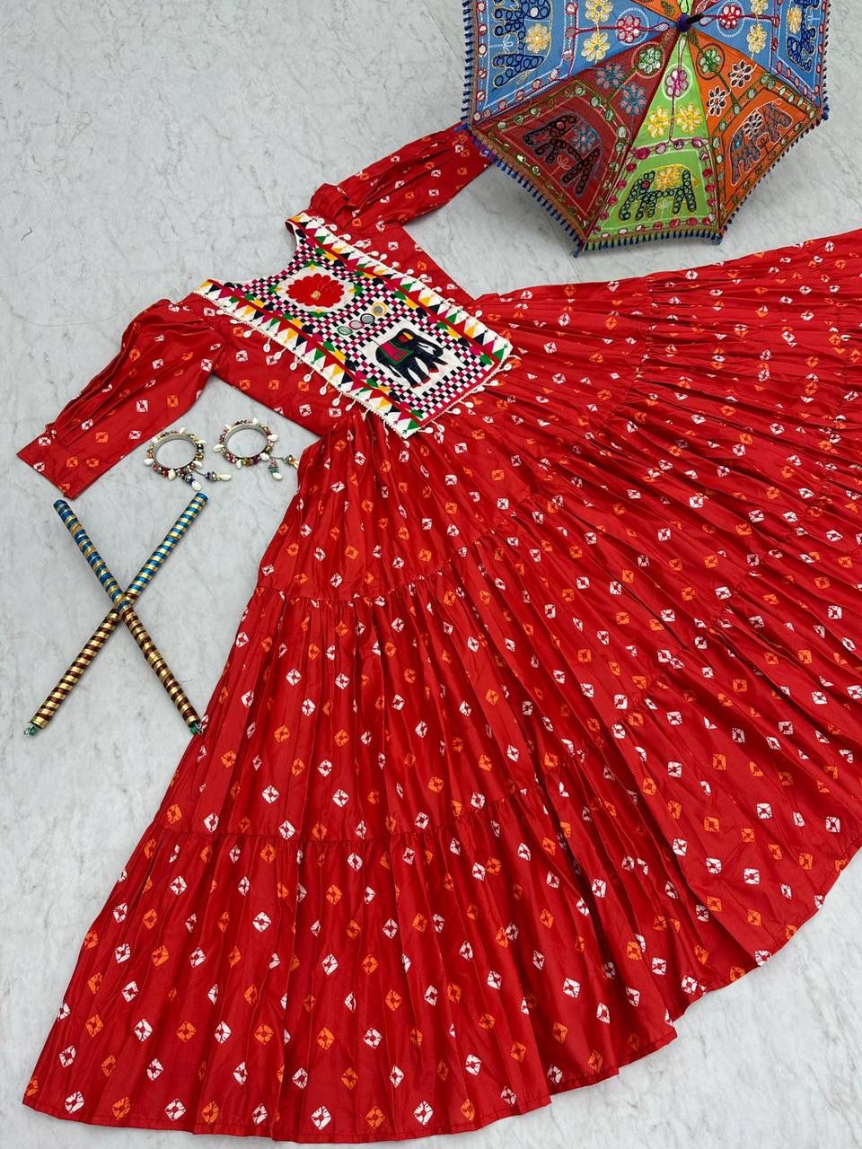 Gamathi Work Gown with Real Mirror Embellishments.
