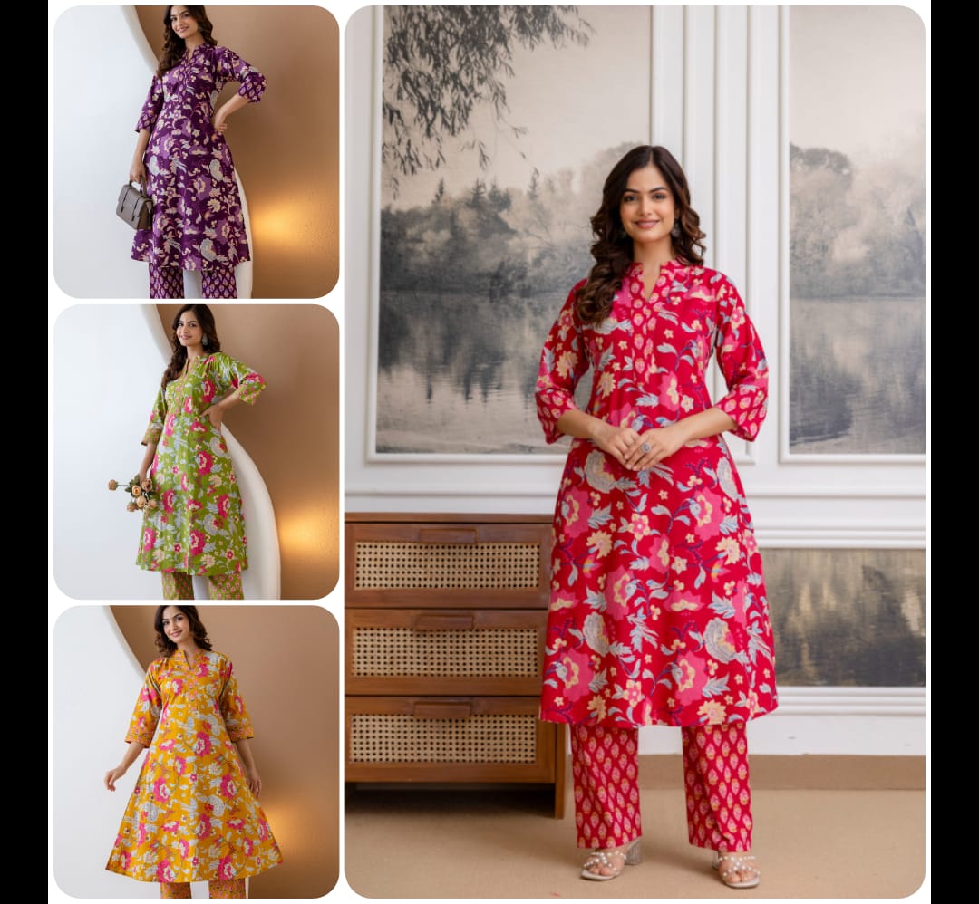 Exclusive Designer Jaipuri Printed Cotton Top-Bottom Set.