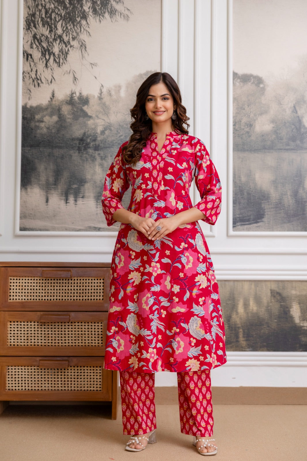 Exclusive Designer Jaipuri Printed Cotton Top-Bottom Set.
