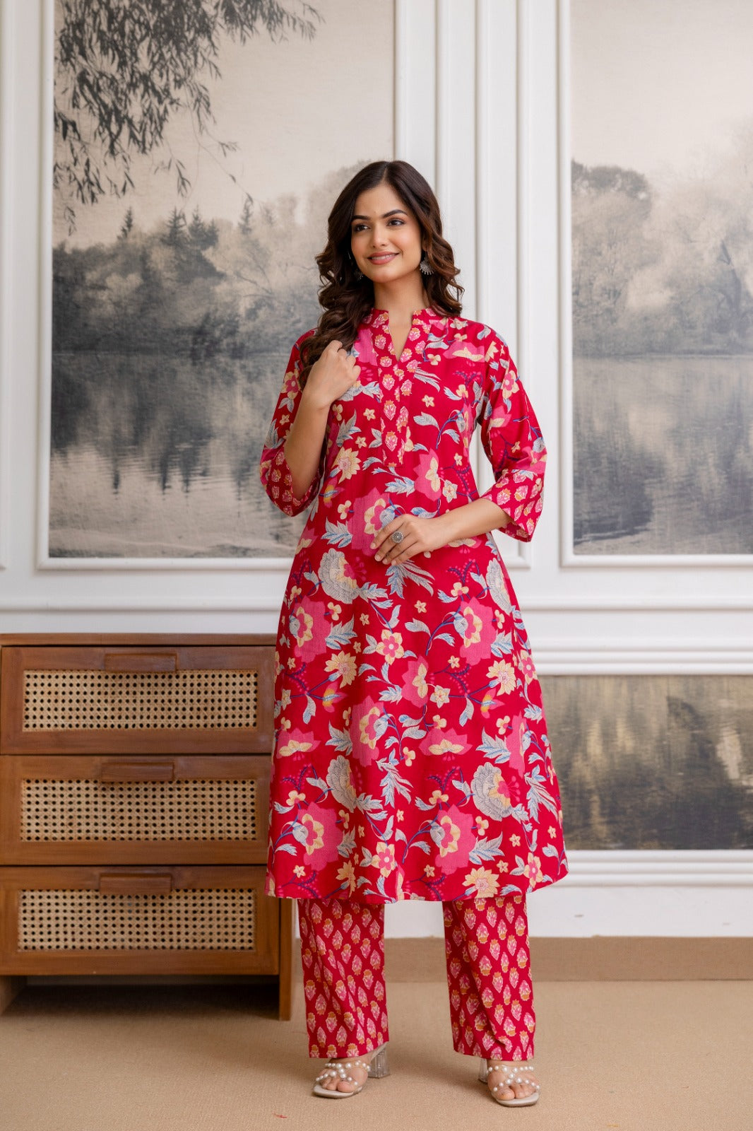 Exclusive Designer Jaipuri Printed Cotton Top-Bottom Set.