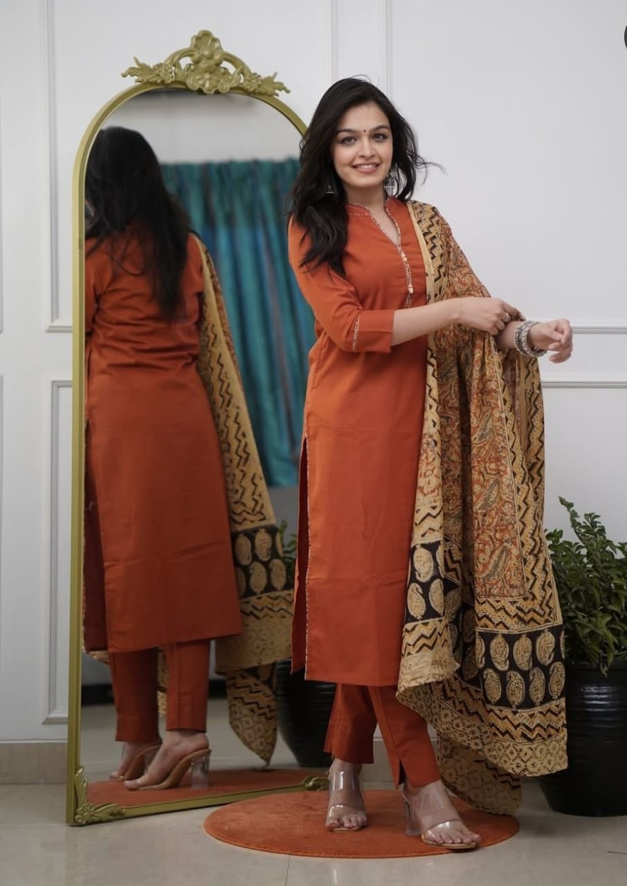 Premium Cotton Kurti, Pant Dupatta Sets.