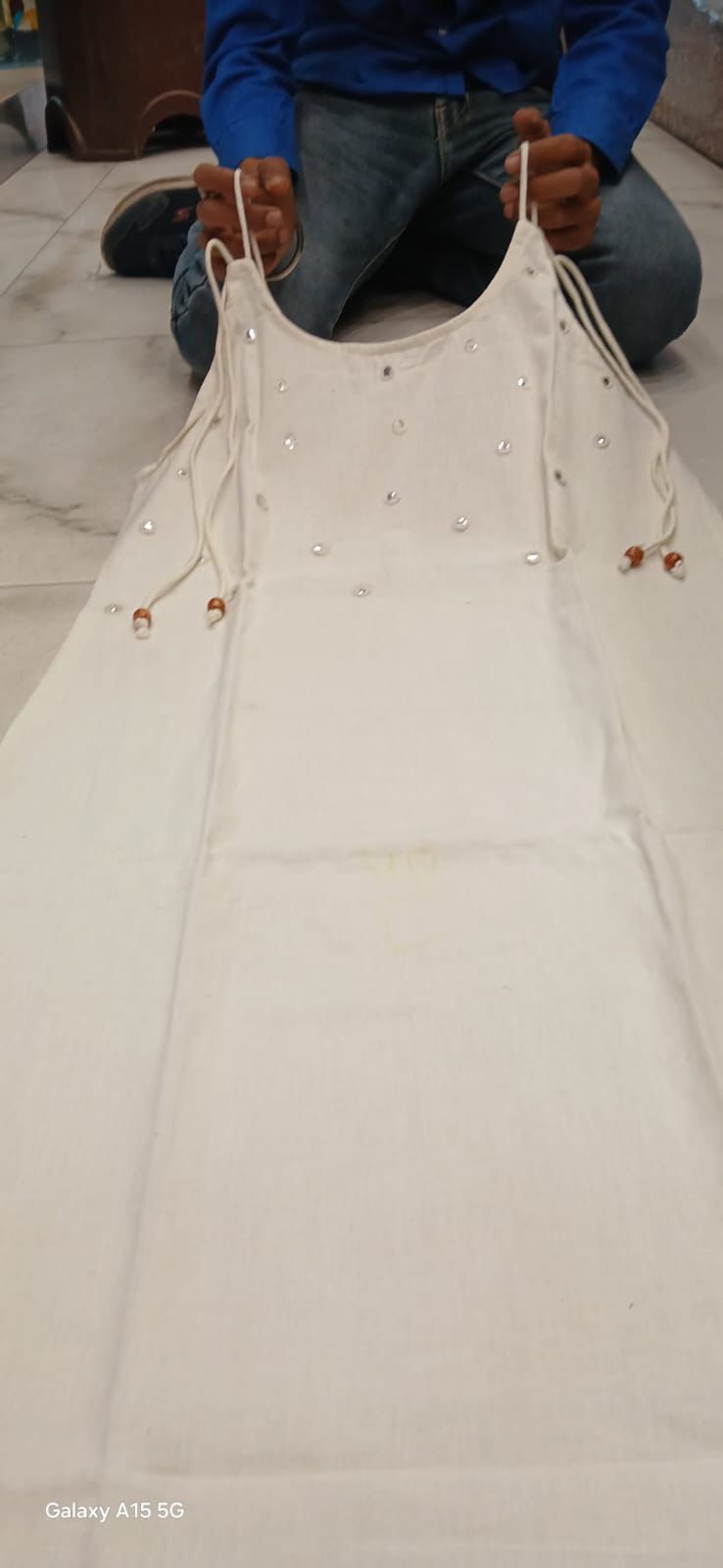 Elegant Sleeveless Cotton Flex Cord Set with Mirror Work.