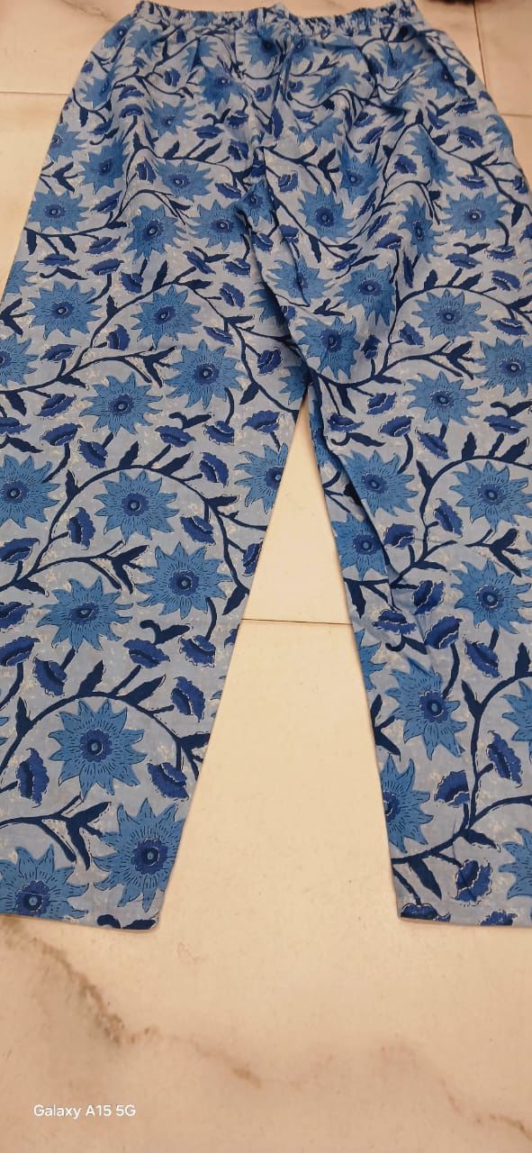 Hand Block Printed Cotton Straight Kurti Set with Reversible Jacket