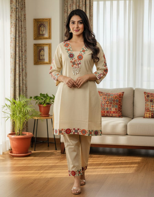 FESTIVAL COLLECTION – Elegant Embroidered Cotton Coord Set.