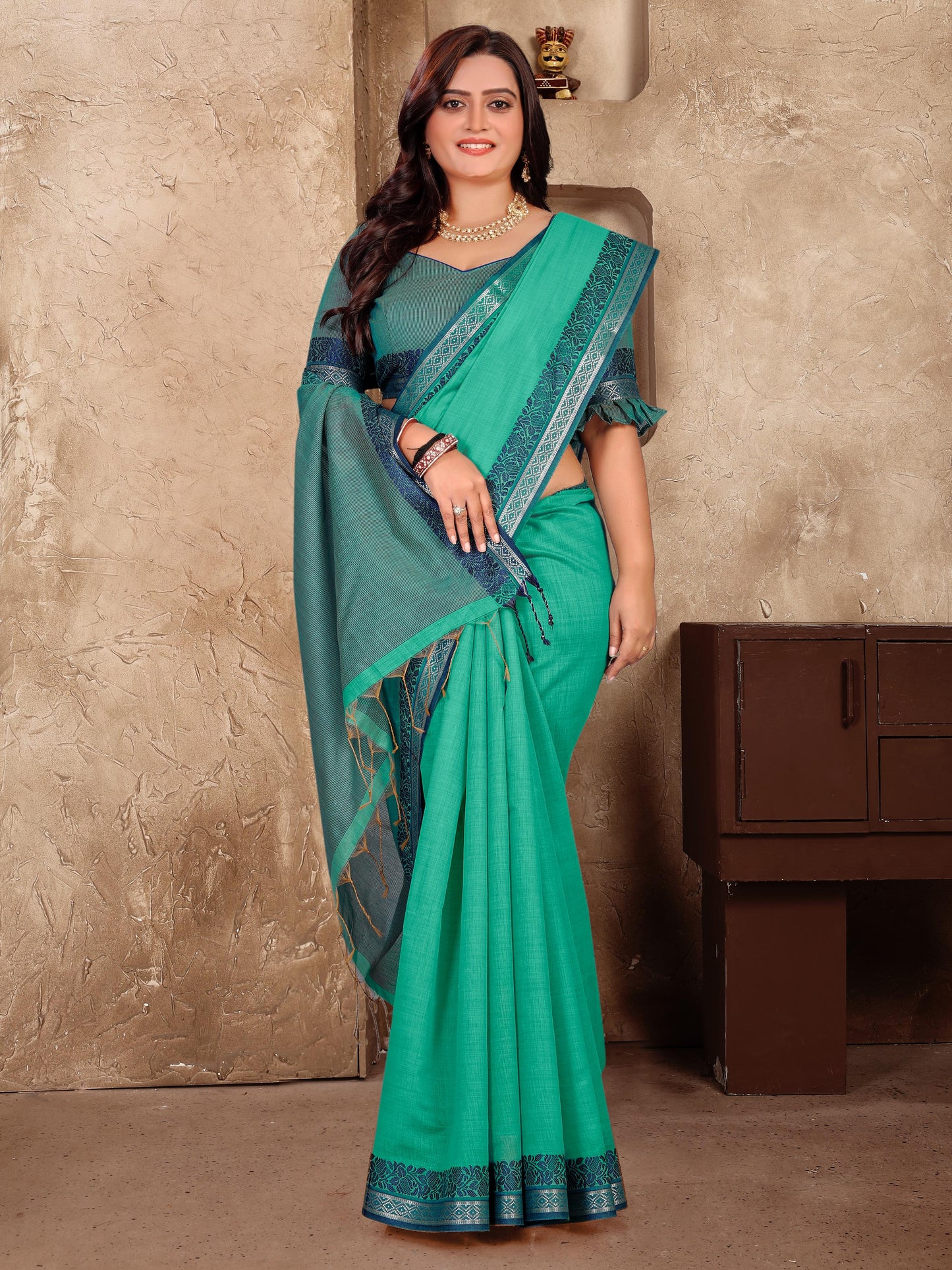 Elegant Couple Set – Linen Silk Saree & Kurta Combo for Special Occasions