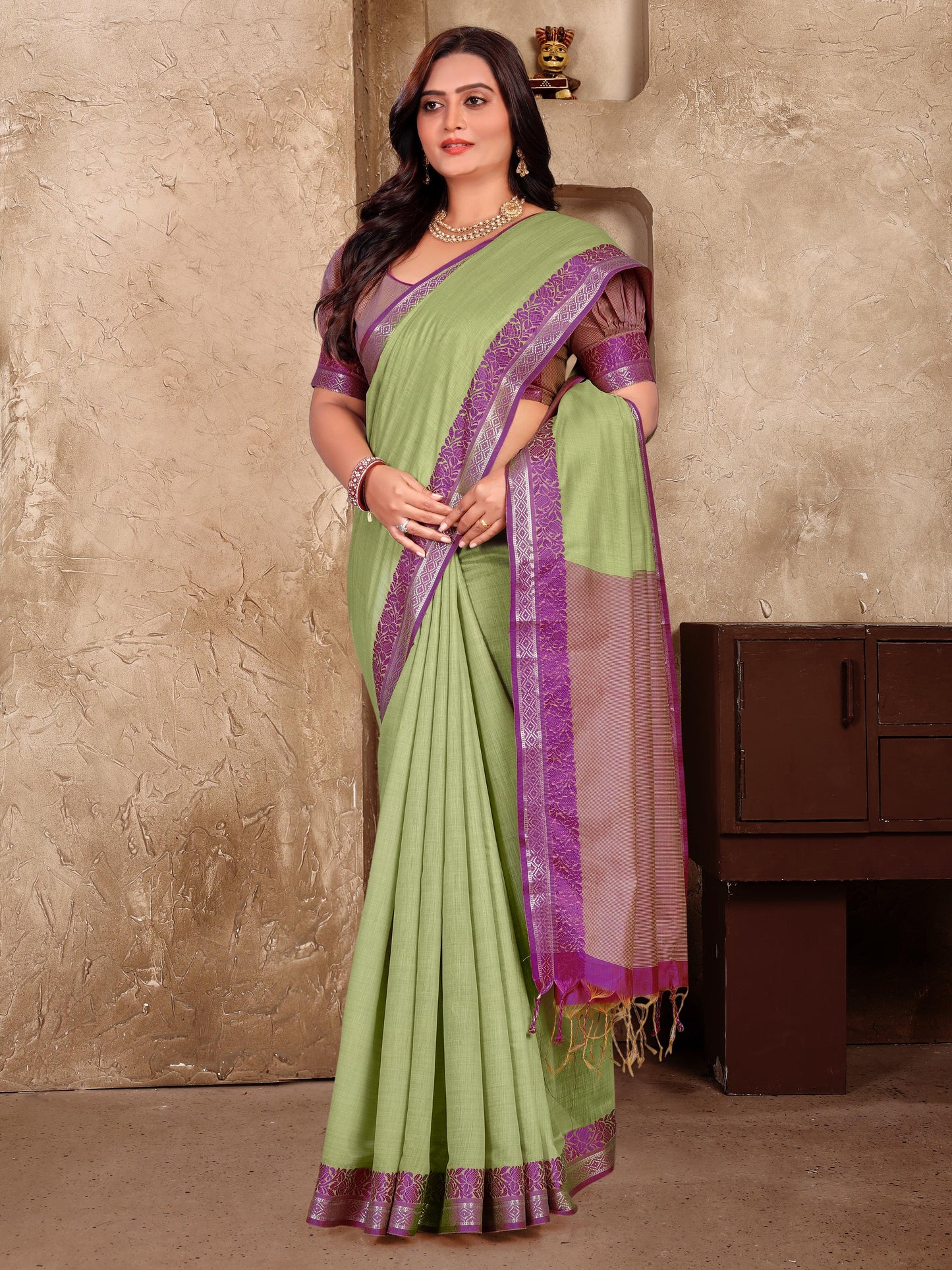 Elegant Couple Set – Linen Silk Saree & Kurta Combo for Special Occasions