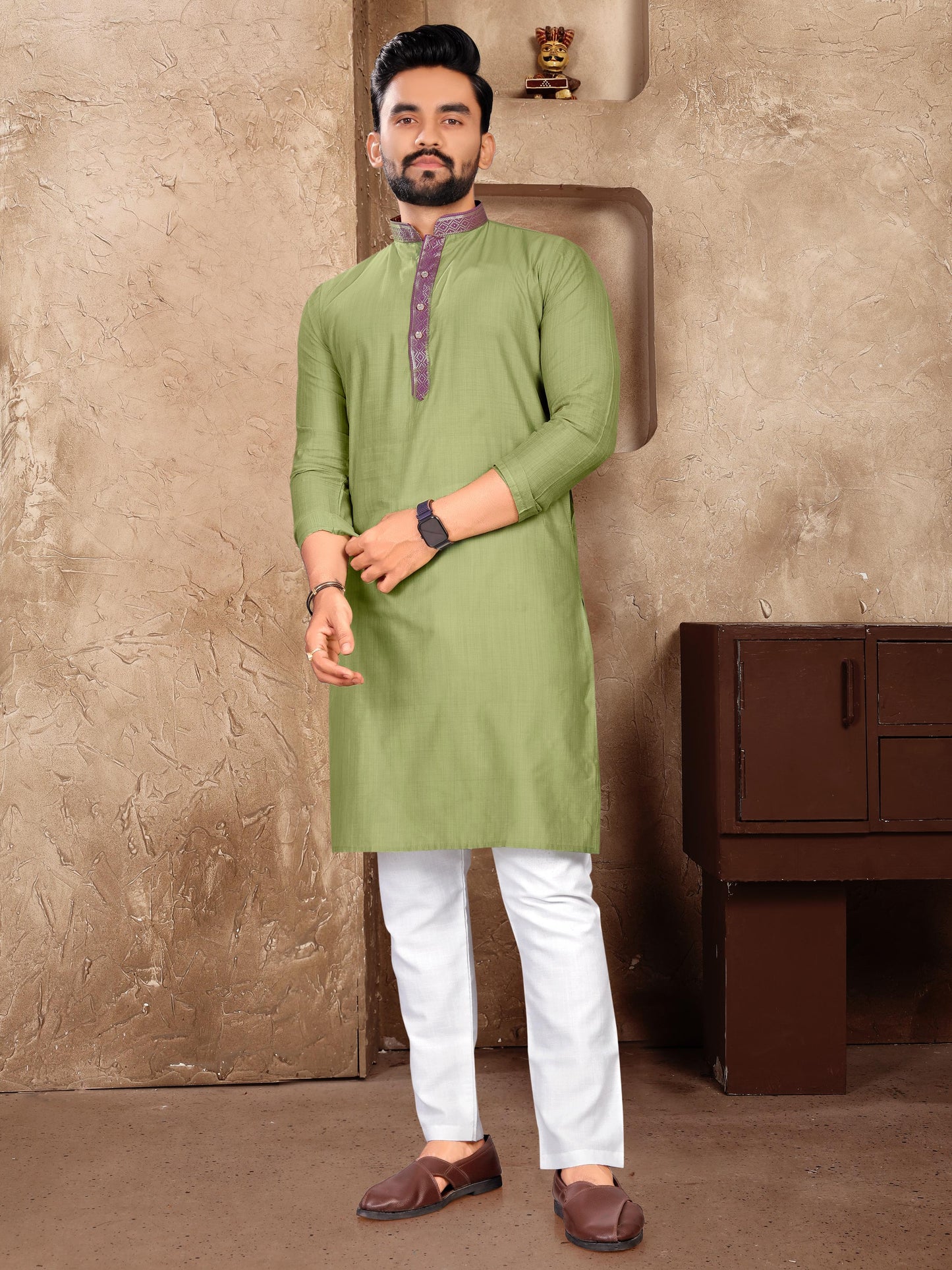 Elegant Couple Set – Linen Silk Saree & Kurta Combo for Special Occasions