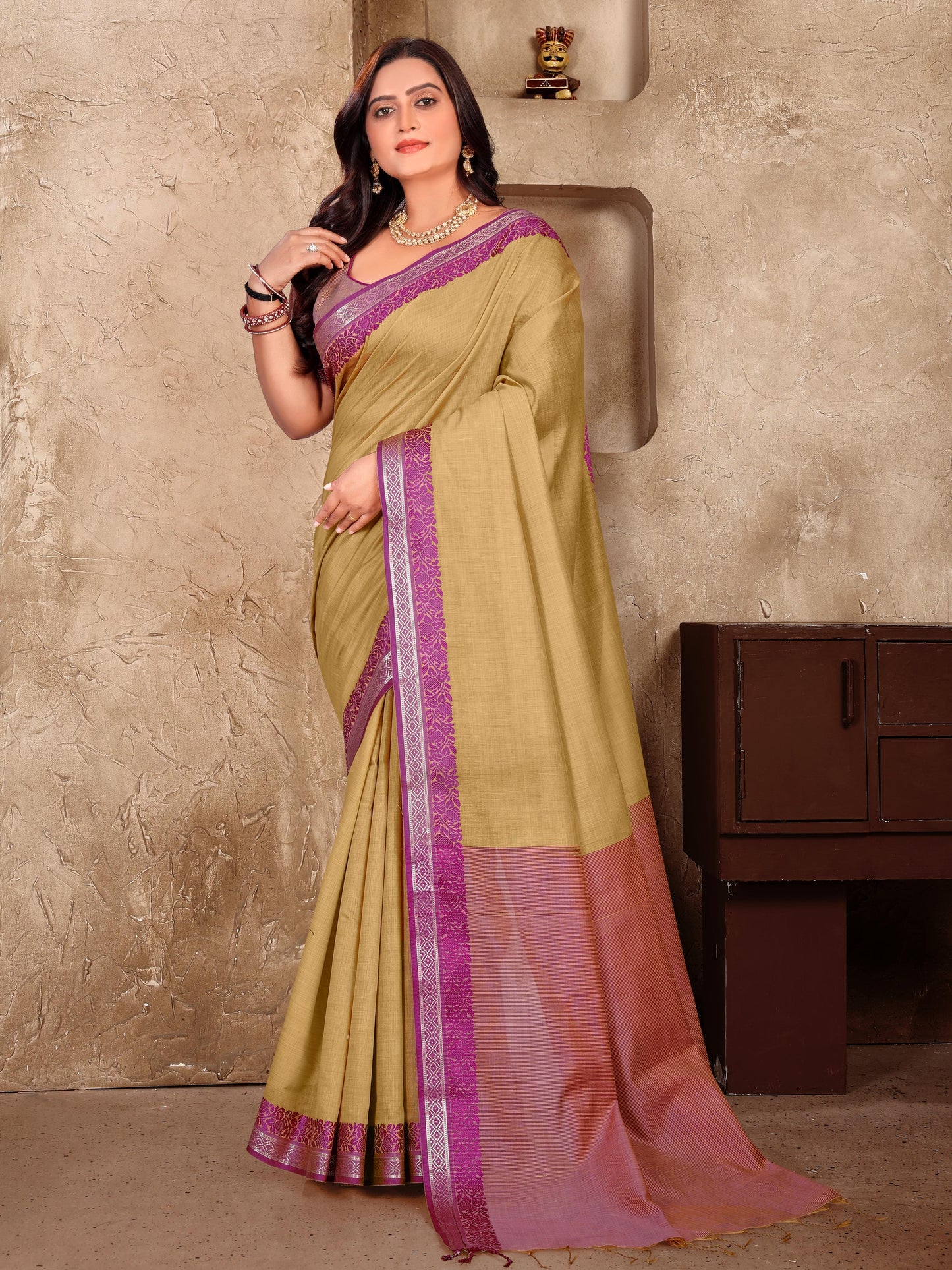 Elegant Couple Set – Linen Silk Saree & Kurta Combo for Special Occasions