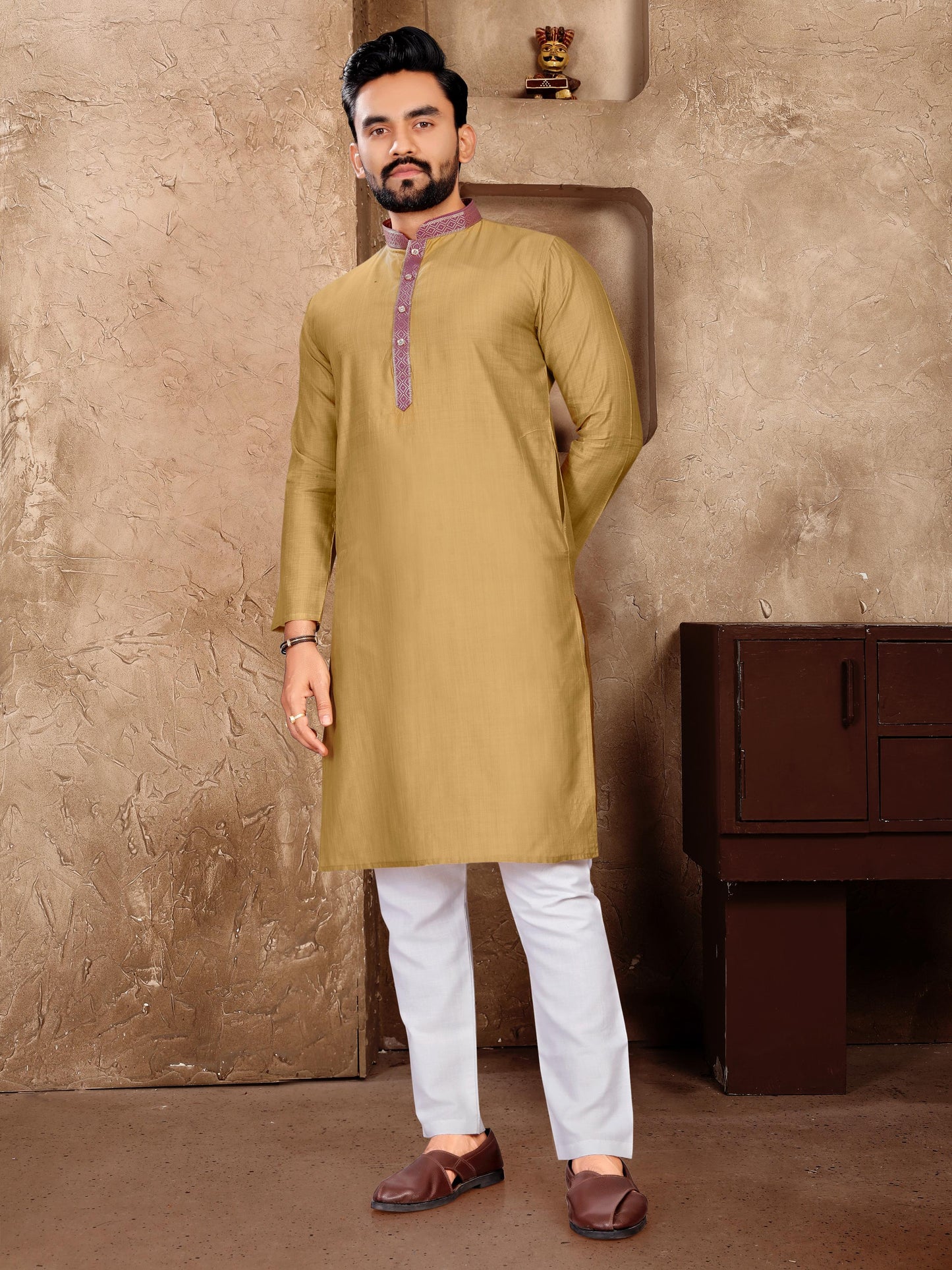Elegant Couple Set – Linen Silk Saree & Kurta Combo for Special Occasions