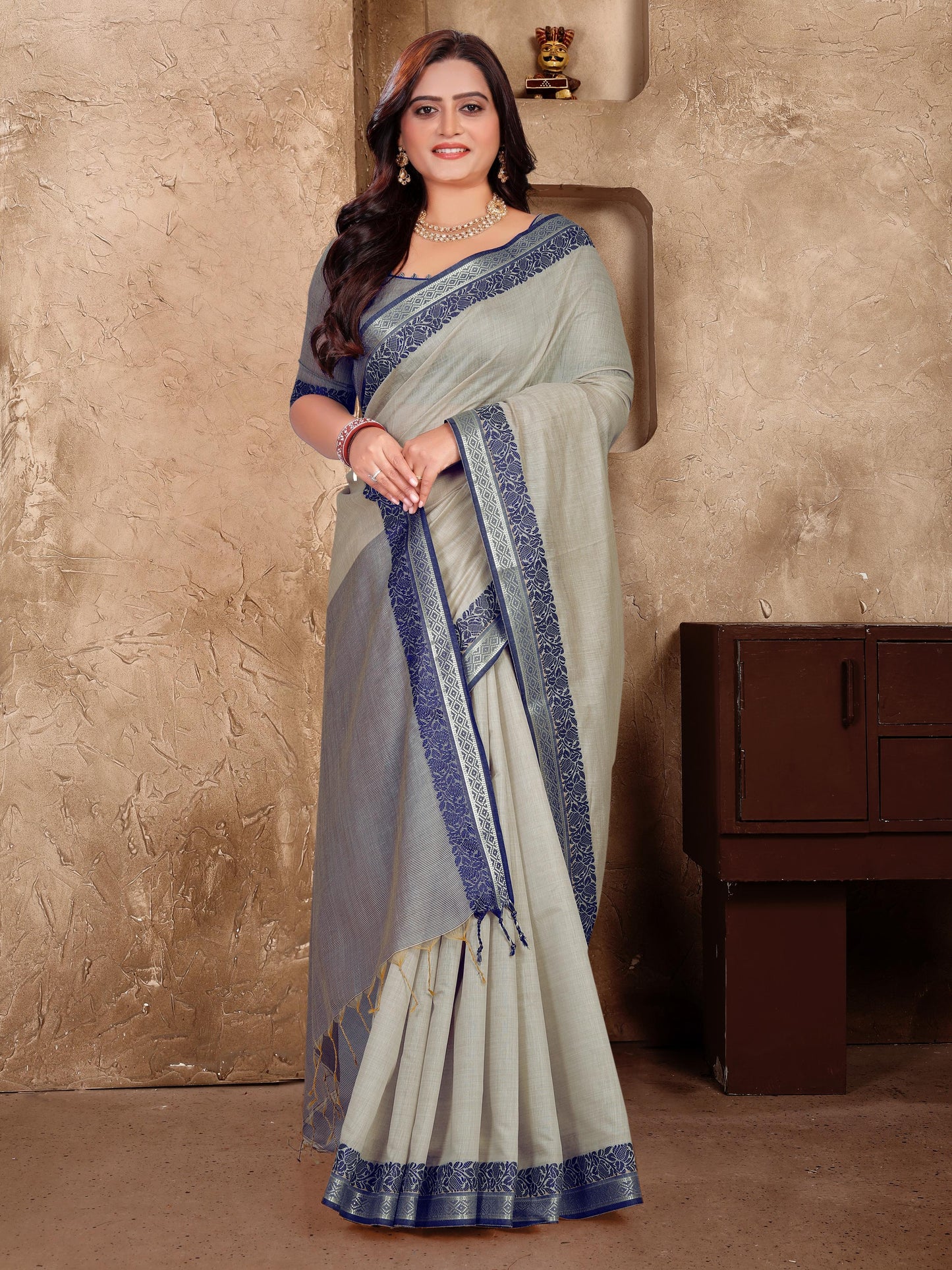 Elegant Couple Set – Linen Silk Saree & Kurta Combo for Special Occasions