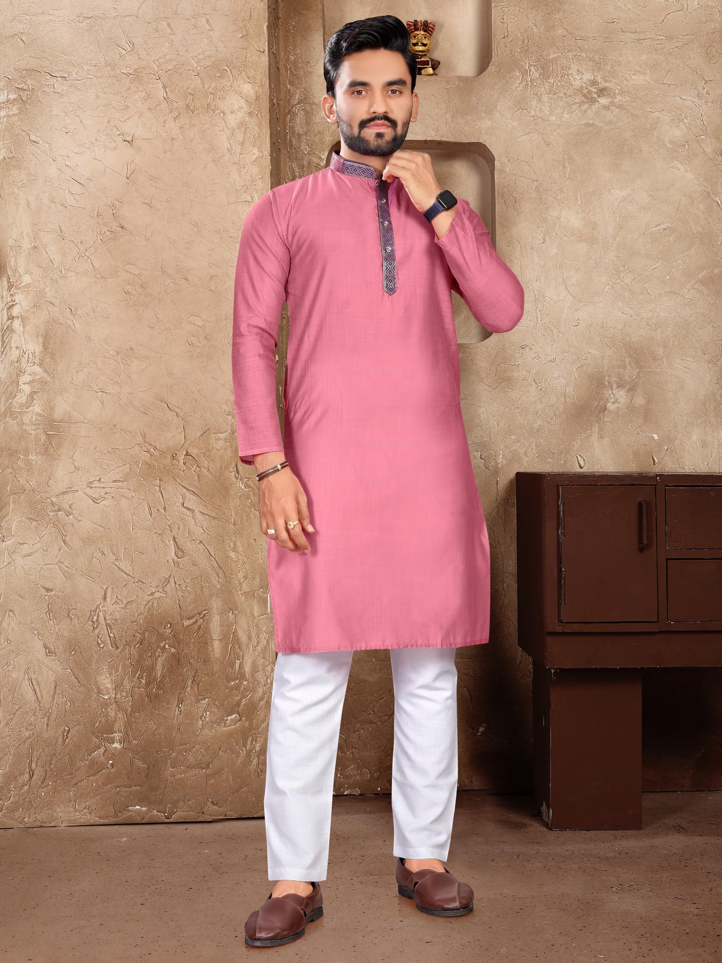 Elegant Couple Set – Linen Silk Saree & Kurta Combo for Special Occasions