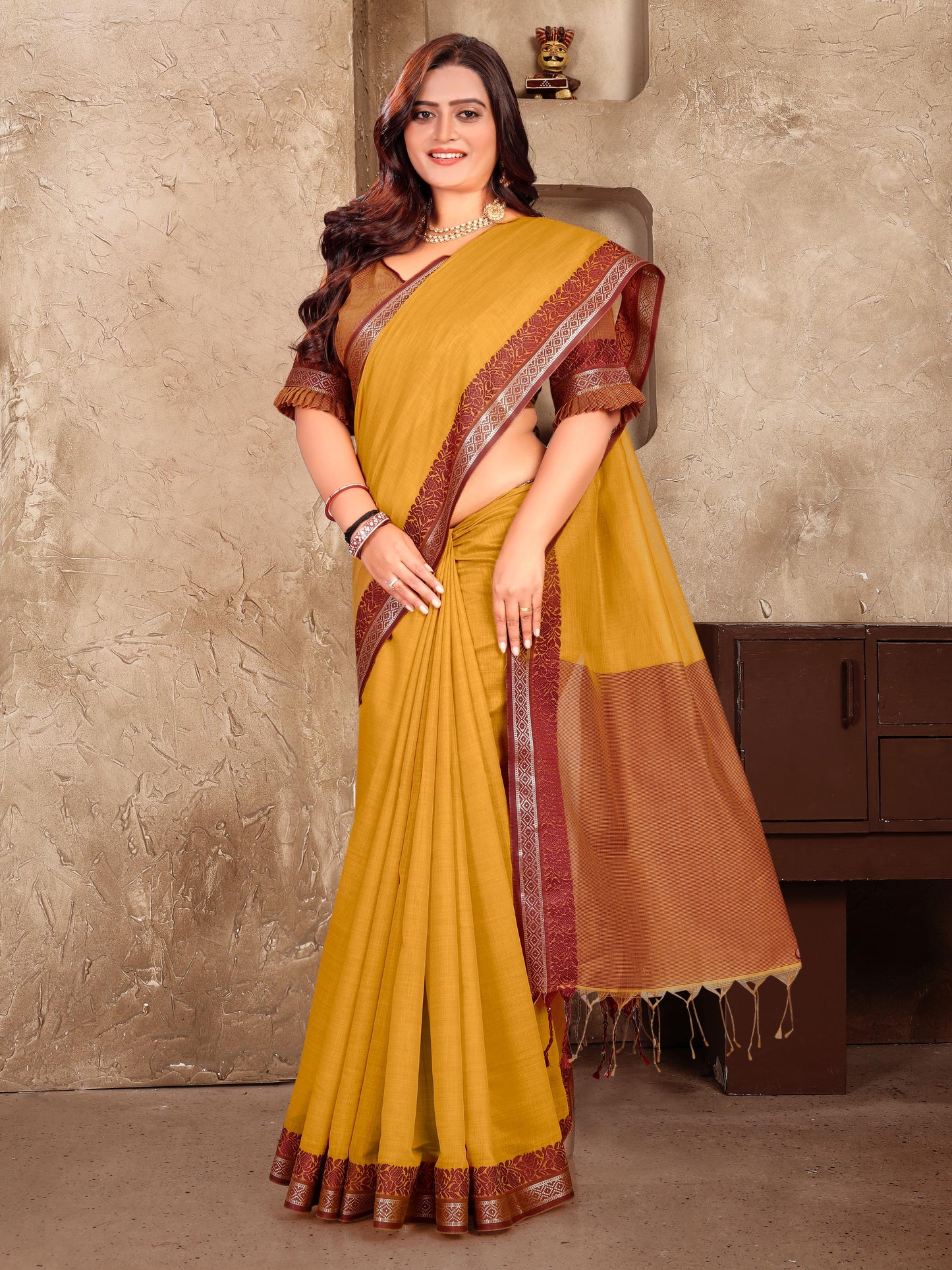 Elegant Couple Set – Linen Silk Saree & Kurta Combo for Special Occasions