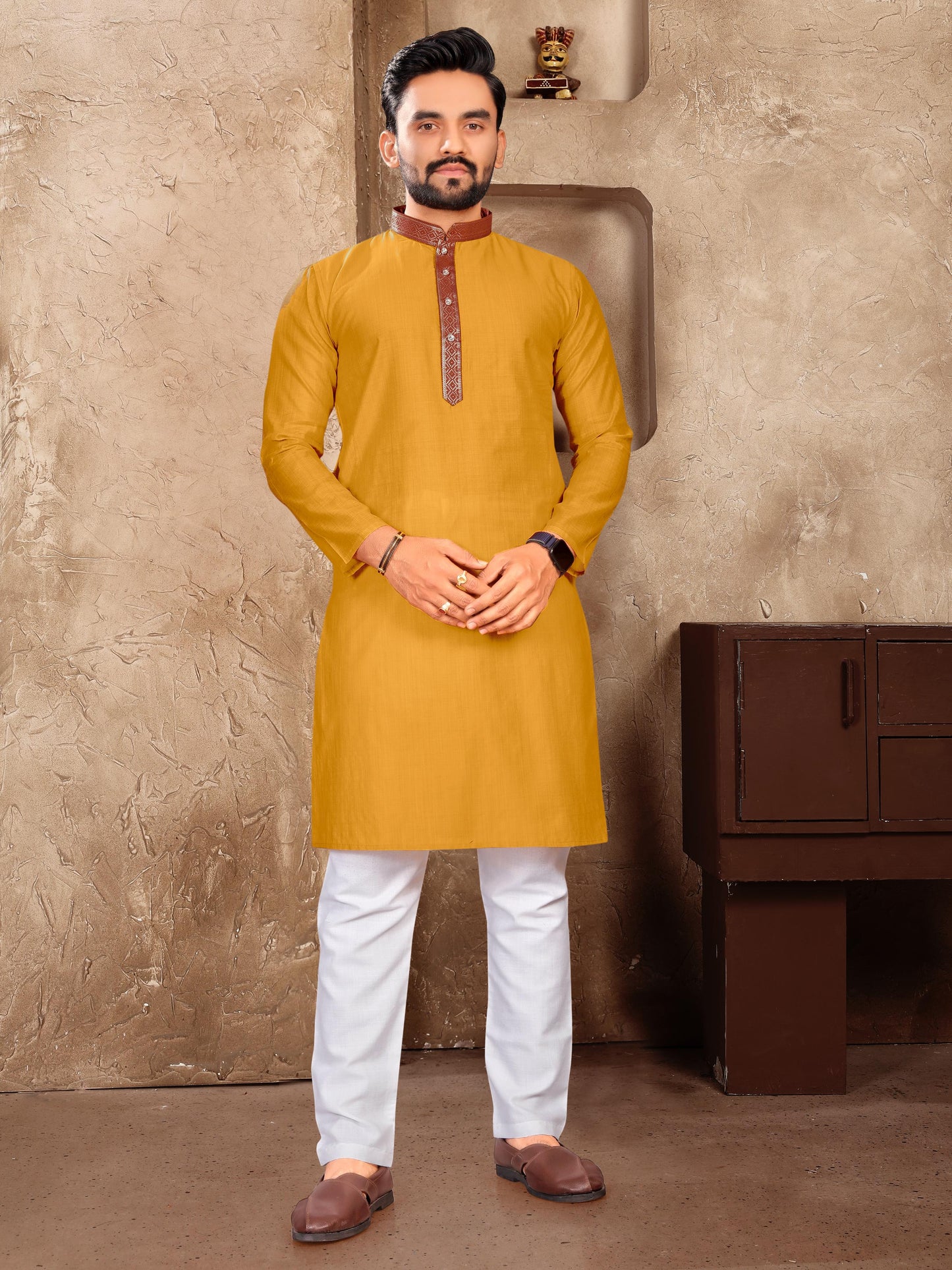 Elegant Couple Set – Linen Silk Saree & Kurta Combo for Special Occasions