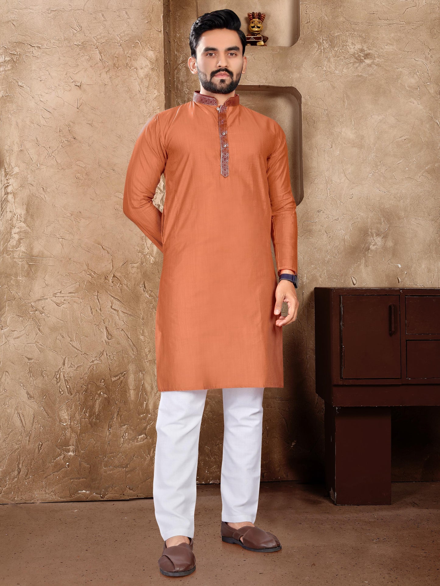 Elegant Couple Set – Linen Silk Saree & Kurta Combo for Special Occasions