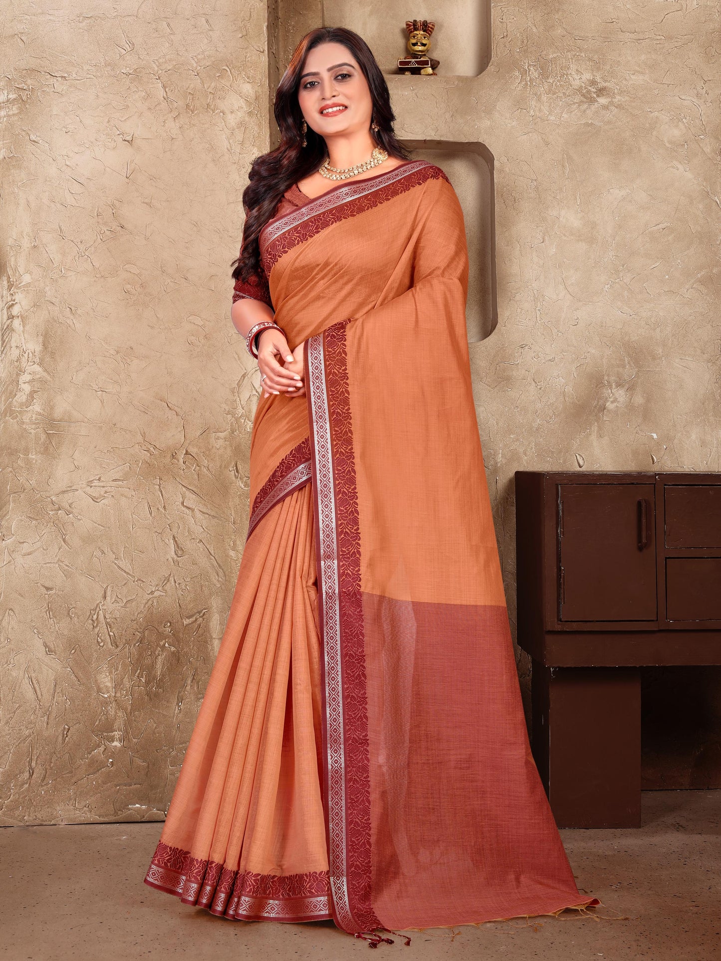 Elegant Couple Set – Linen Silk Saree & Kurta Combo for Special Occasions