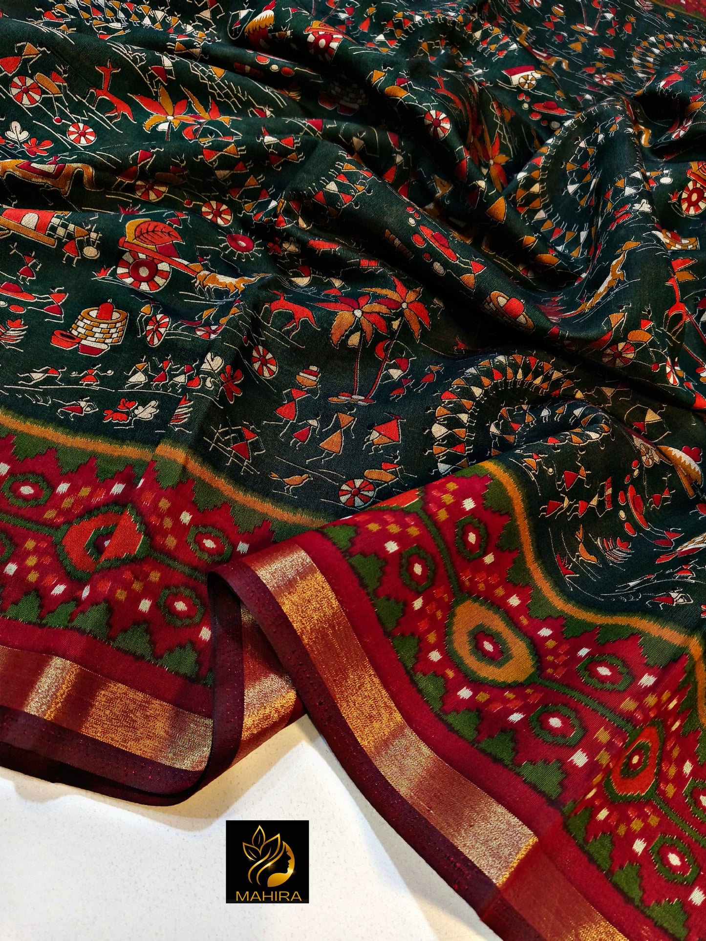 Katha Silk Saree with Golden Border