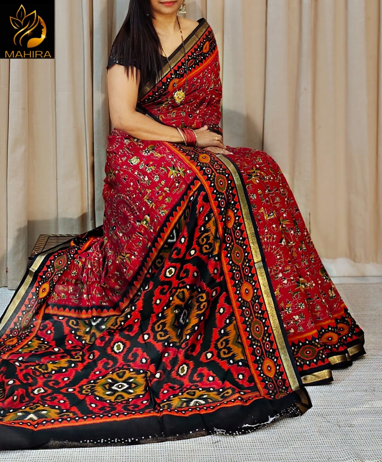 Katha Silk Saree with Golden Border