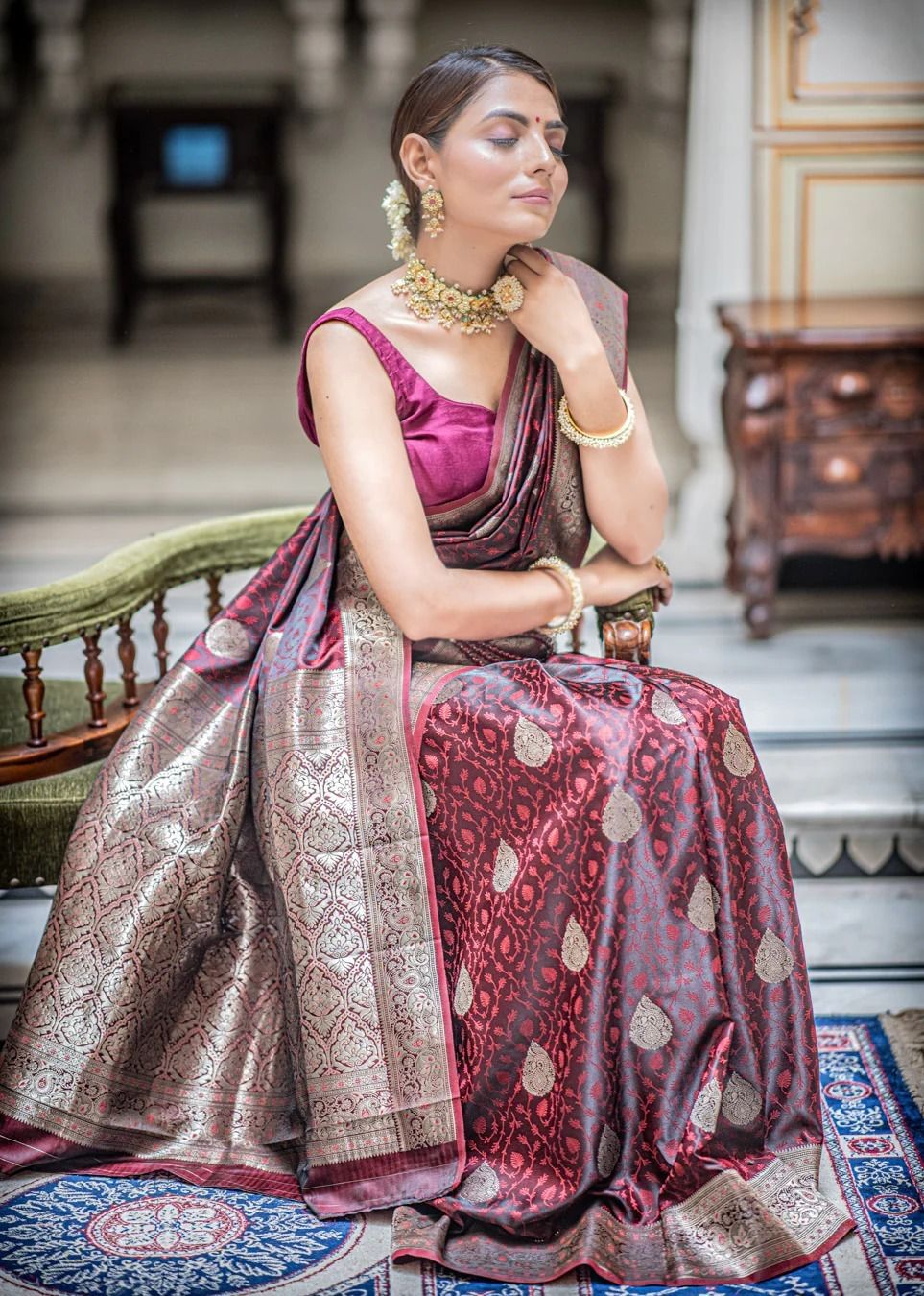 Emerald Green Banarasi Silk Saree