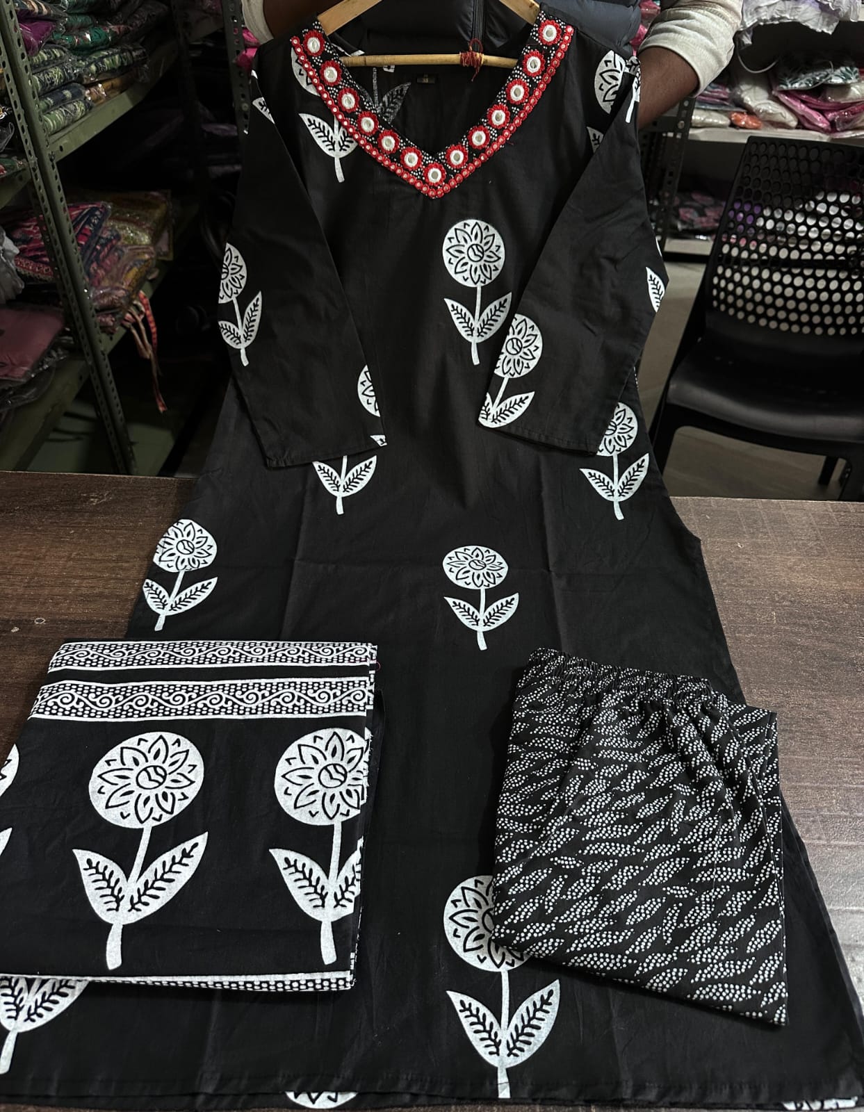 Pure Cotton Embroidery Kurti - with Cottan Pant & Dupatta