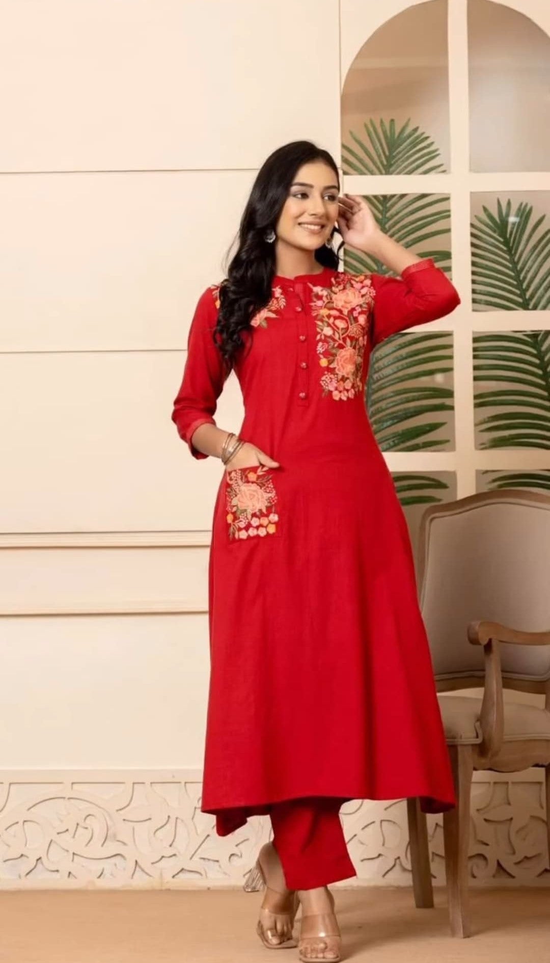 PURE COTTON EMBROIDERY KURTI WITH PANT & DUPATTA