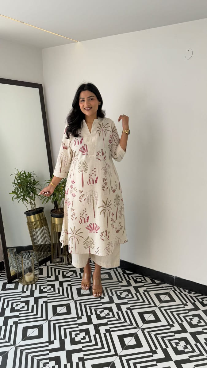 Nature-Inspired Cotton Kurti Set