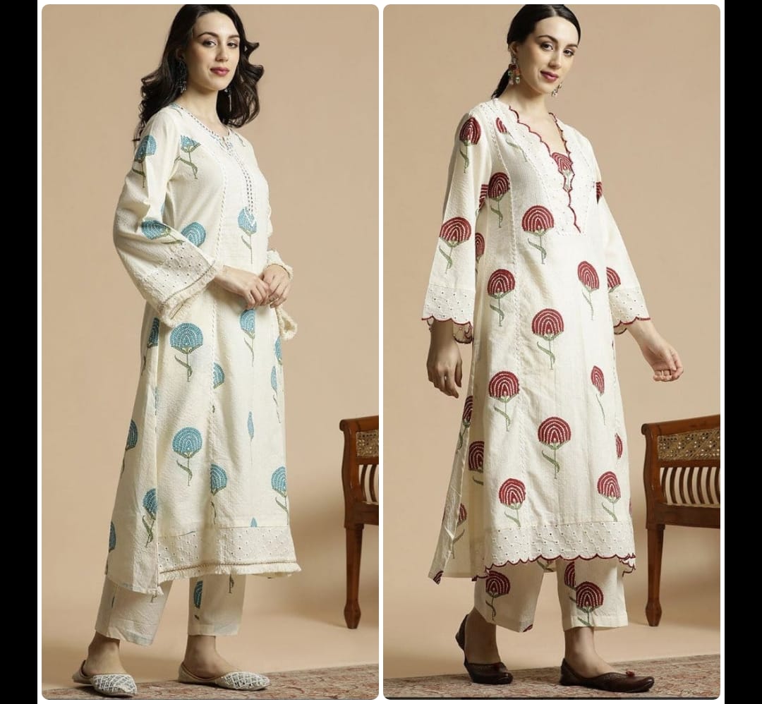Premium Embroidered Kurta Palazzo Set.