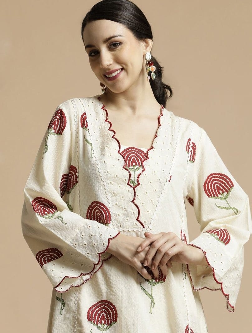 Premium Embroidered Kurta Palazzo Set.