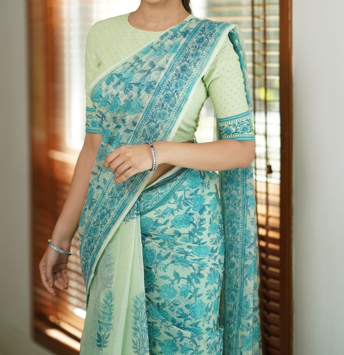 Elegant Kota Doriya Saree with Digital Print & Running Blouse.