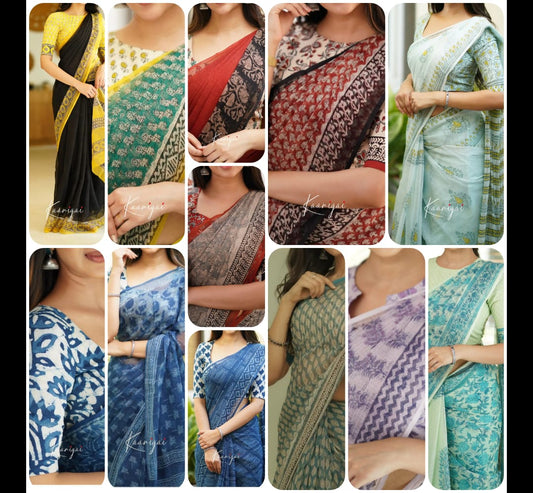 Elegant Kota Doriya Saree with Digital Print & Running Blouse.