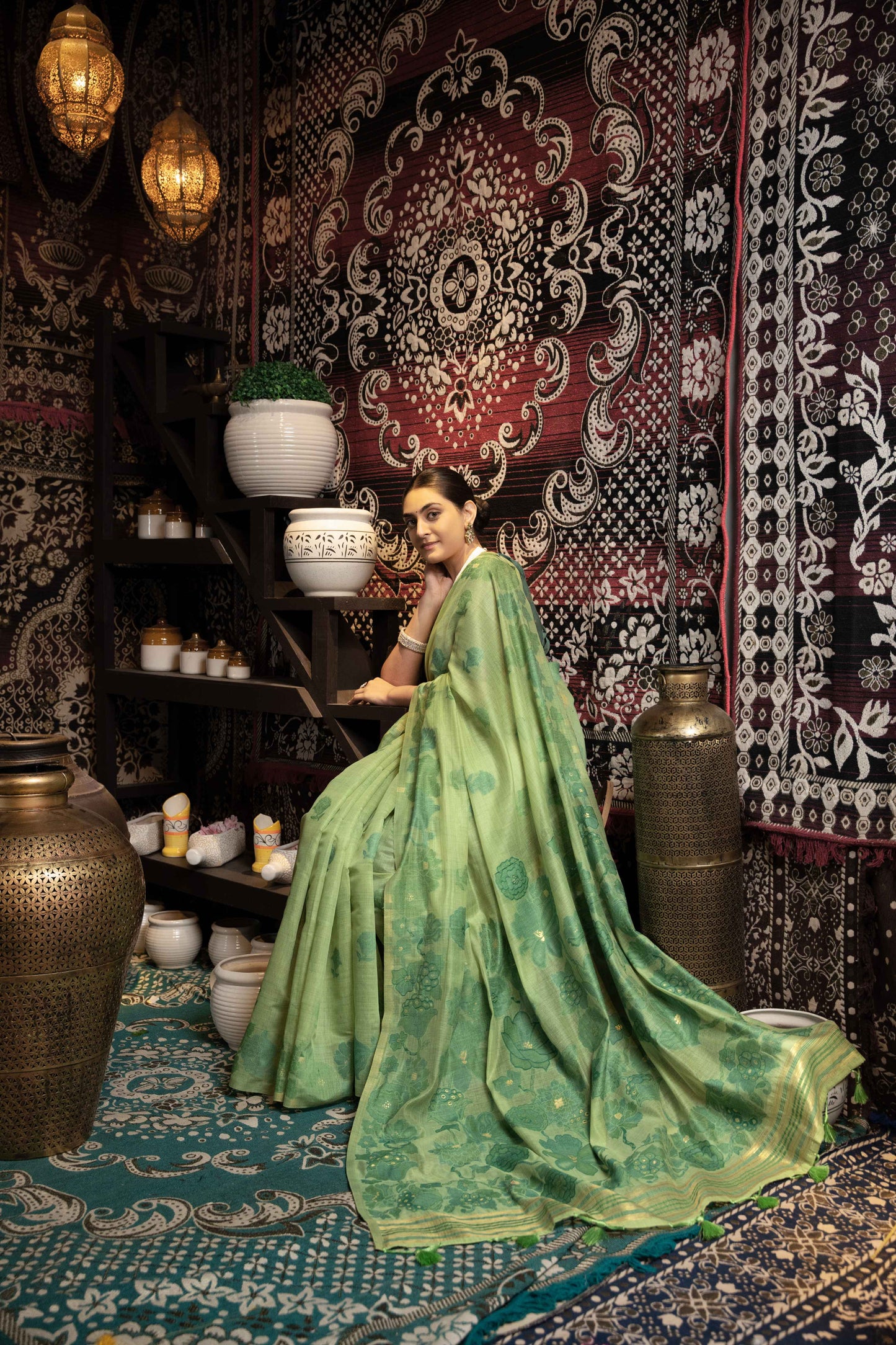 Beige Mul Cottan Silk Apoorva Jamdani Sarees